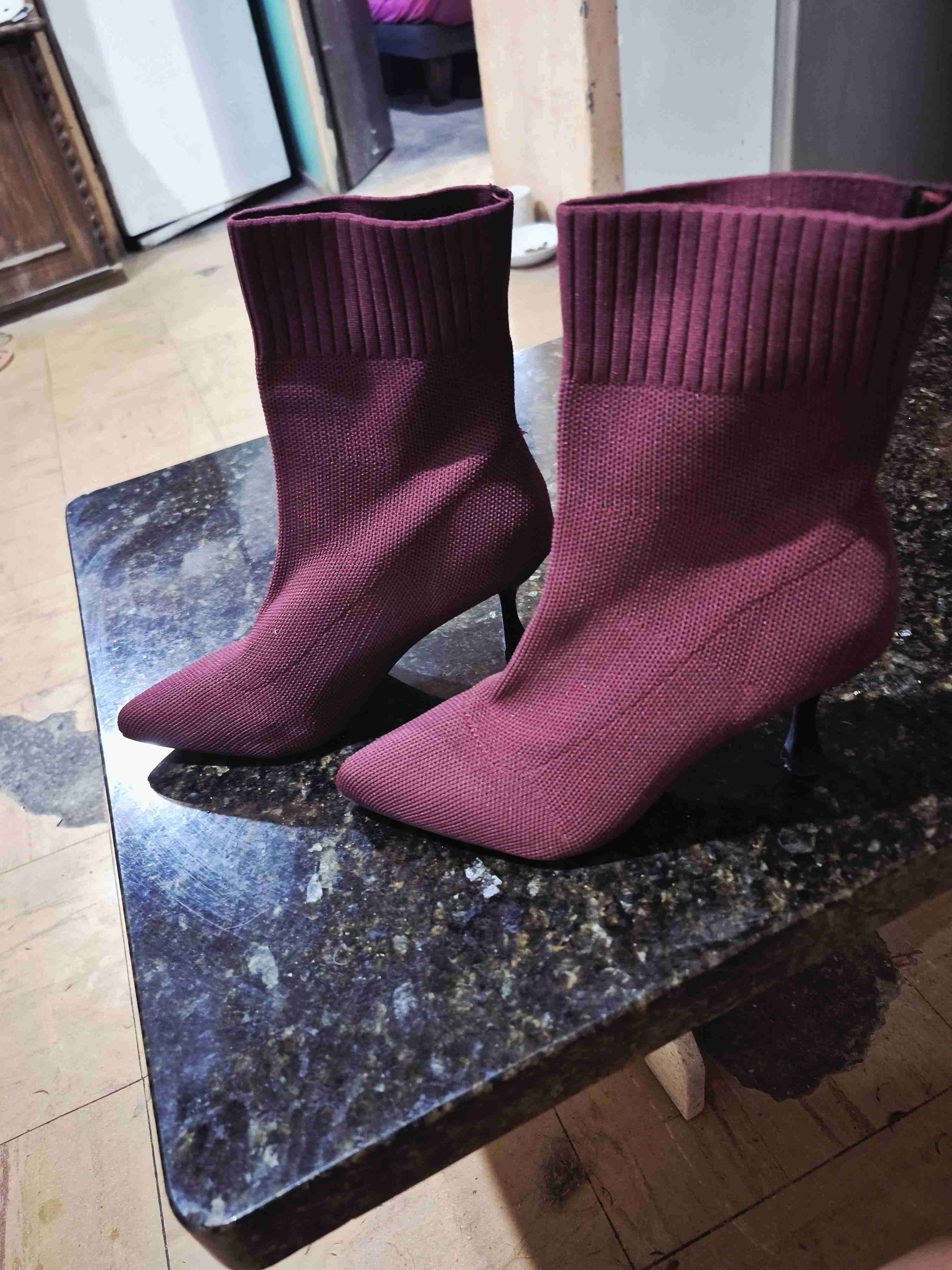 Botines de tacón burdeos - miniatura 3