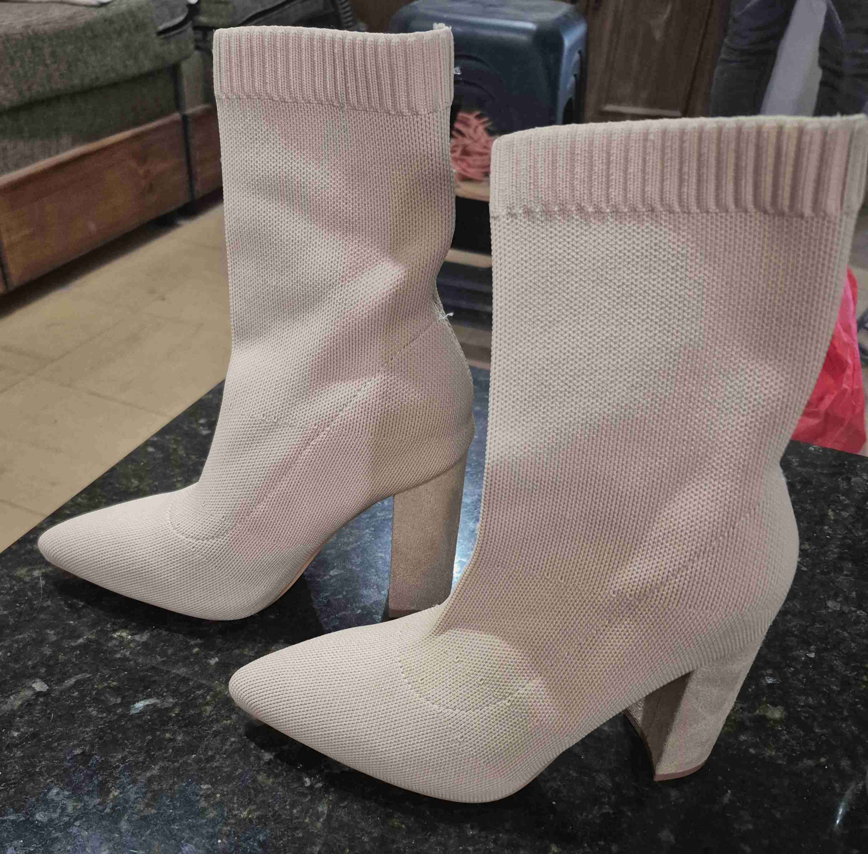 Botines beige de tela elástica - miniatura 3