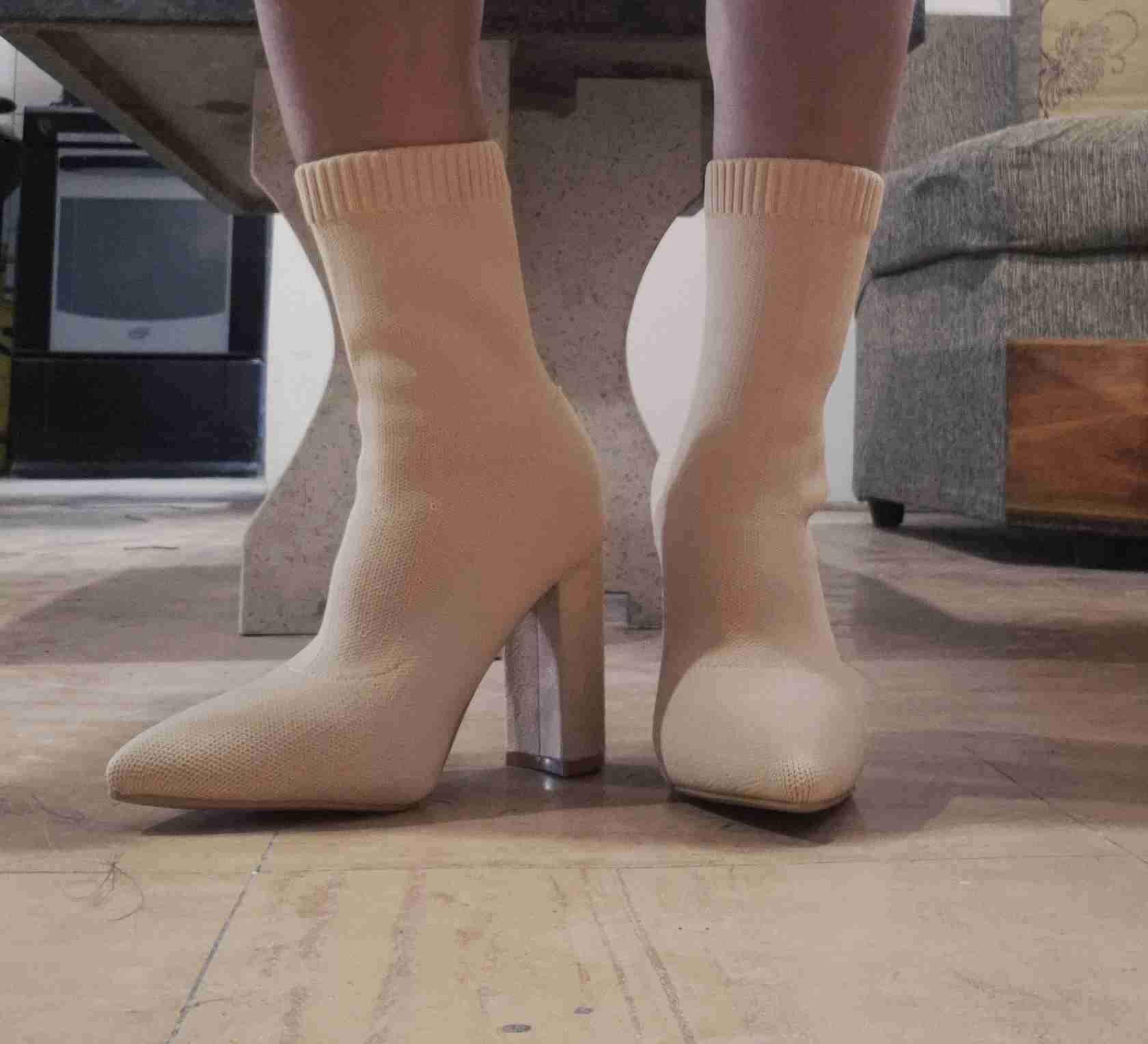 Botines beige de tela elástica - miniatura 4