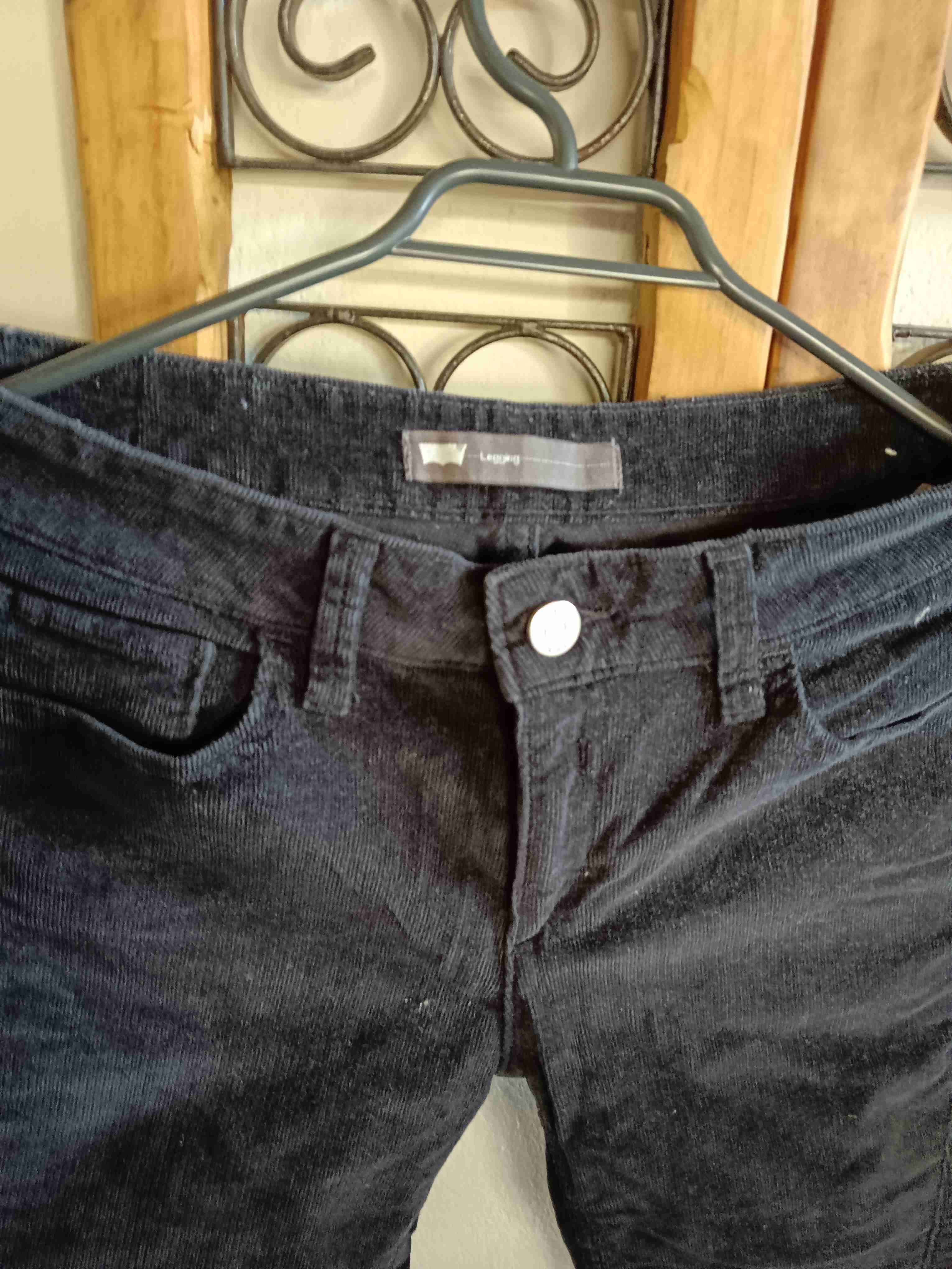 Pantalones negros de cotele, para invierno - miniatura 2