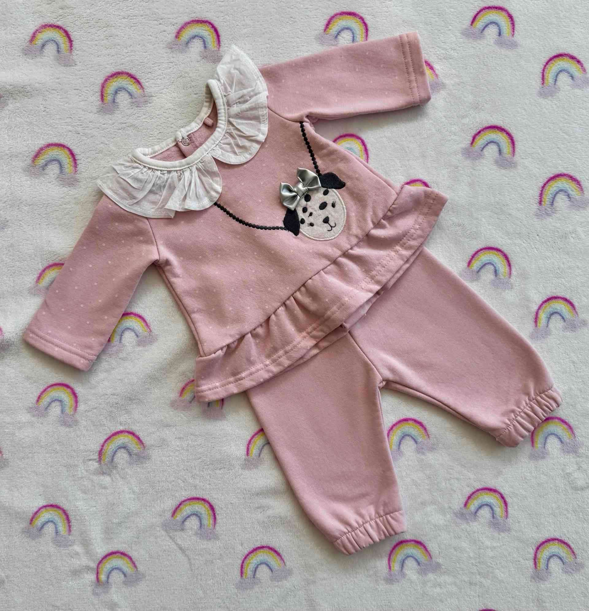Conjunto niña rosado estampado perrito