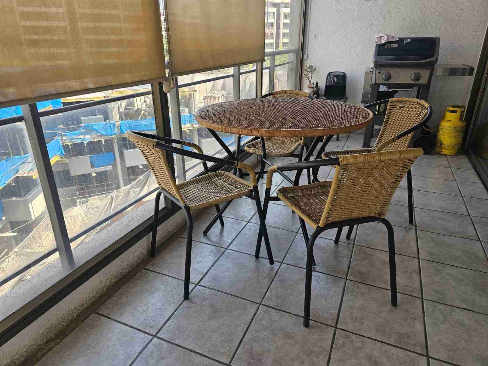 Juego de comedor terraza mimbre