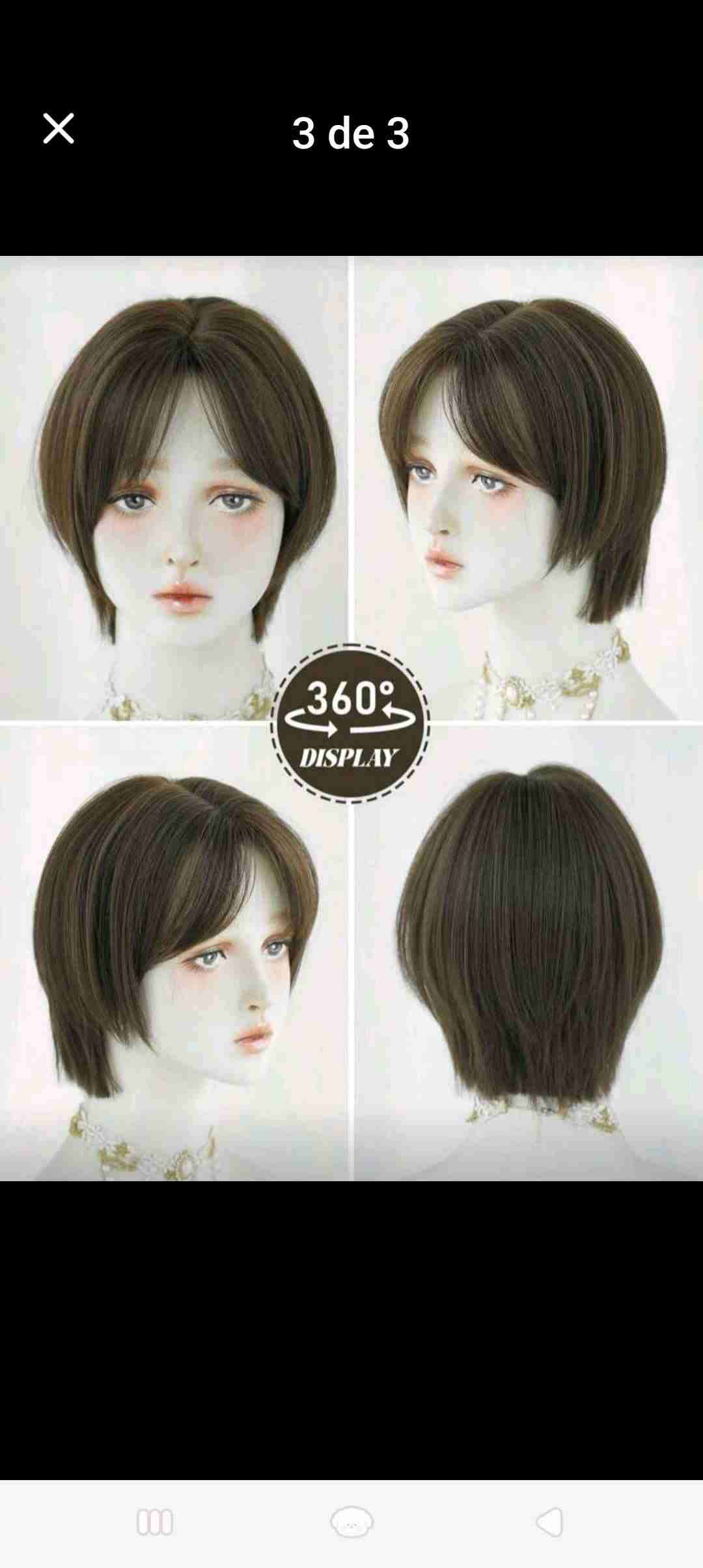 Peluca estilo bob castaño oscuro - miniatura 3