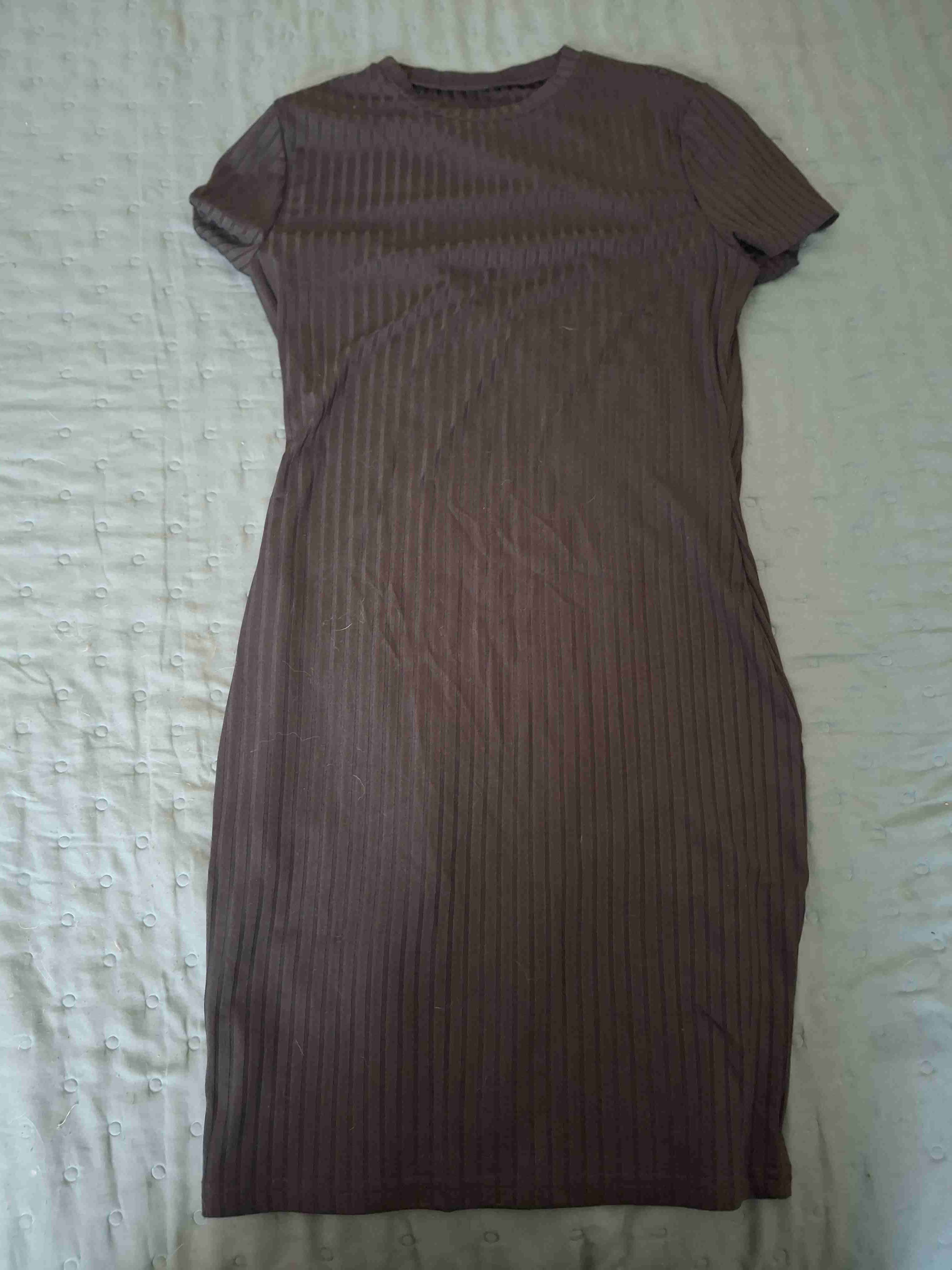 Vestido negro de punto canalé