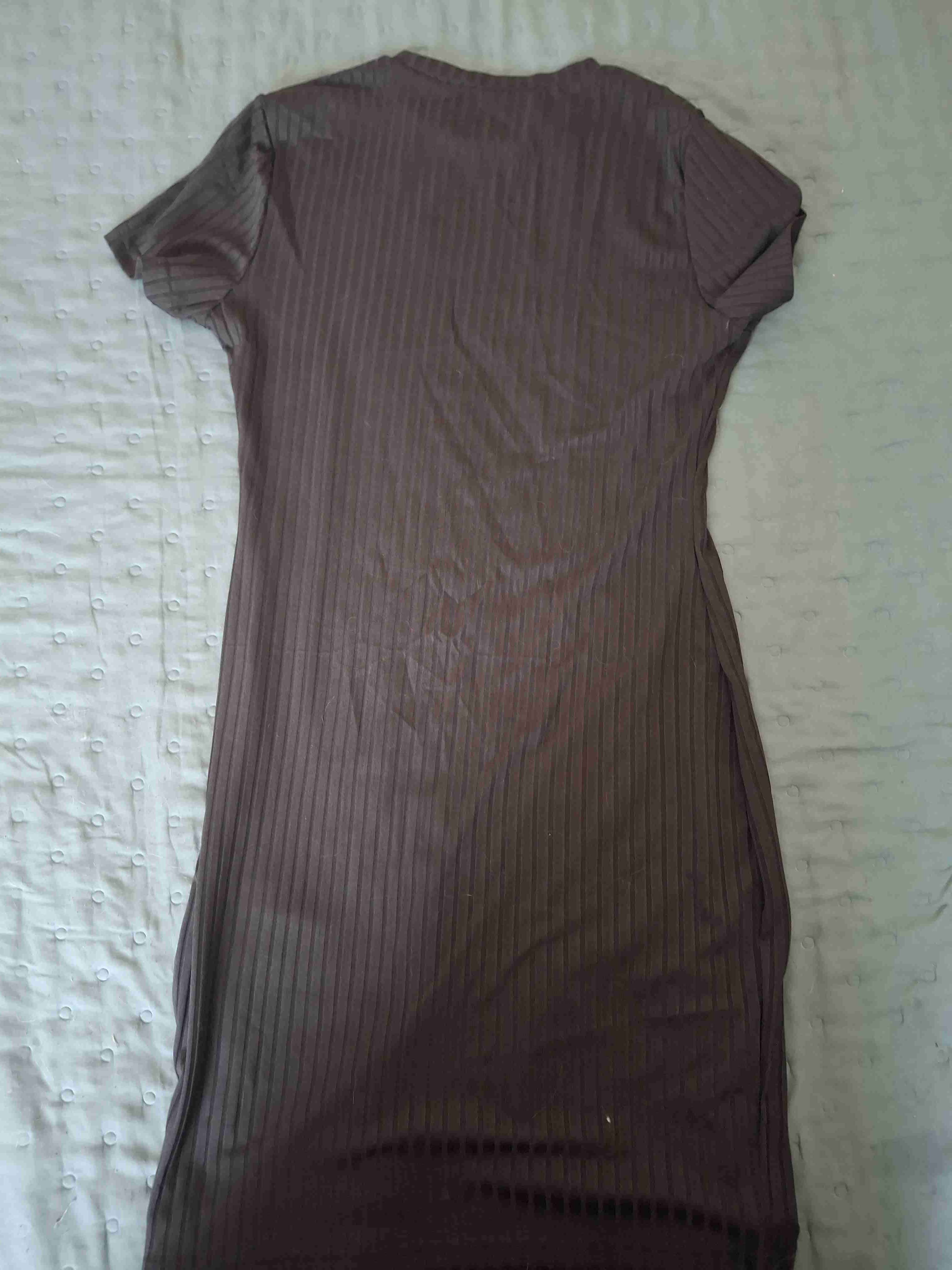 Vestido negro de punto canalé - miniatura 2