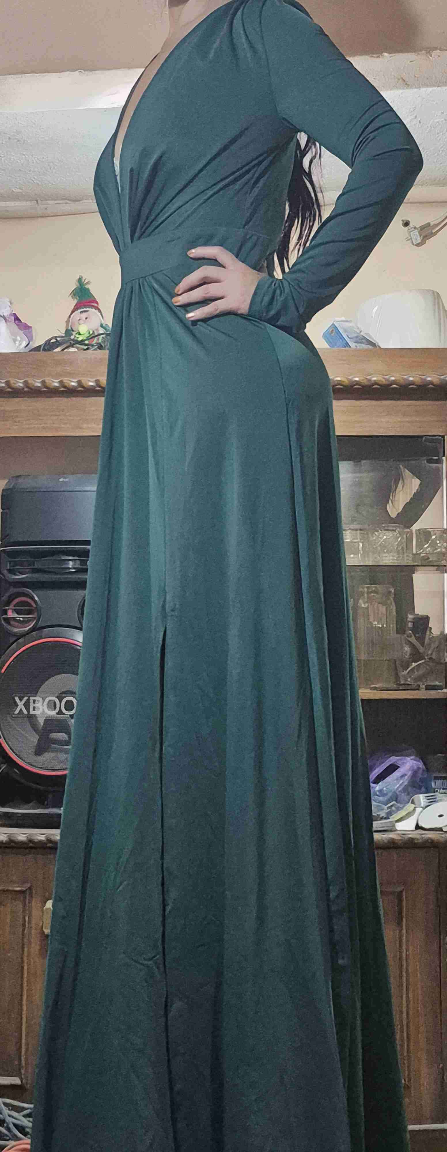 Vestido largo verde elegante - miniatura 4