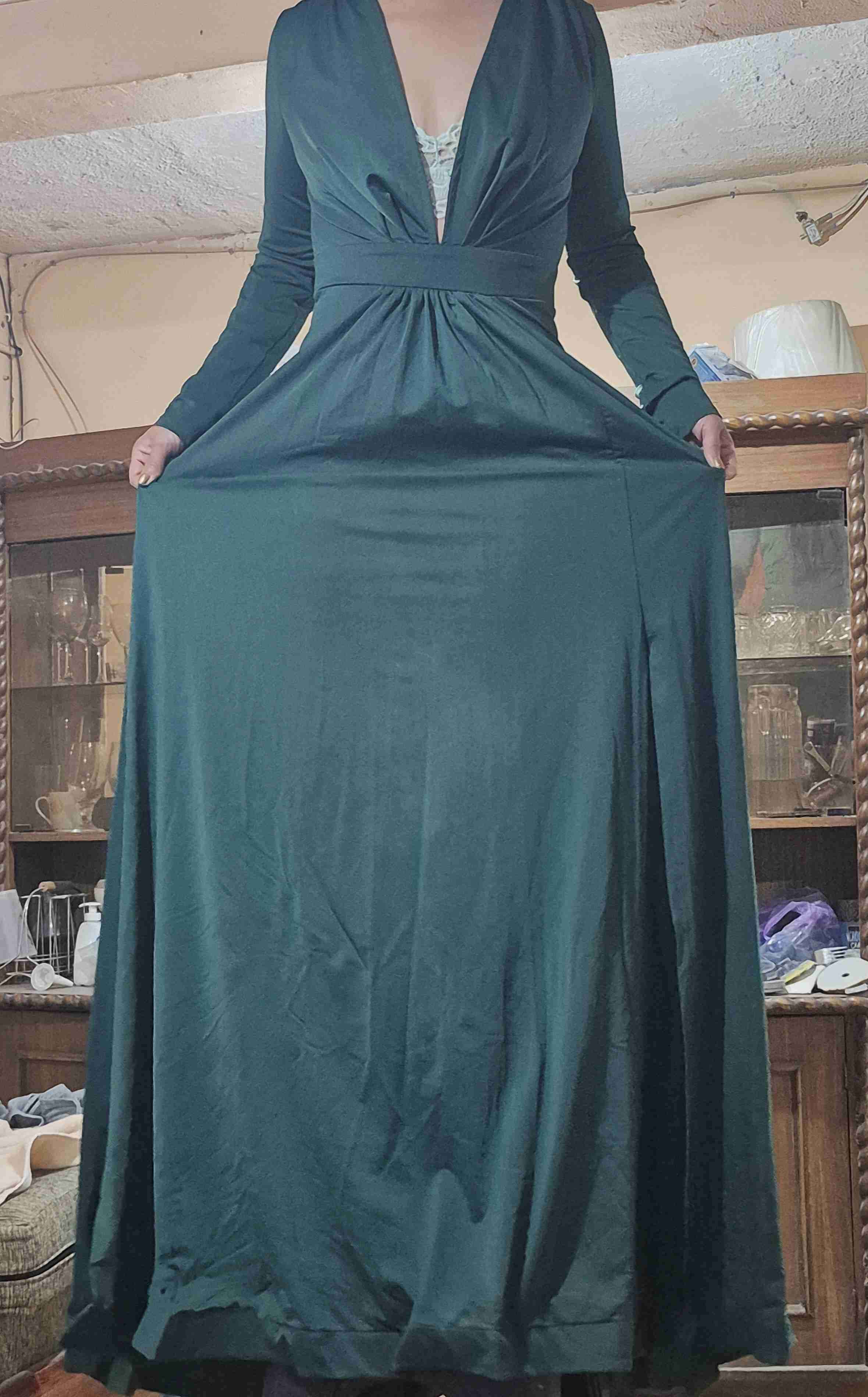 Vestido largo verde elegante - miniatura 5