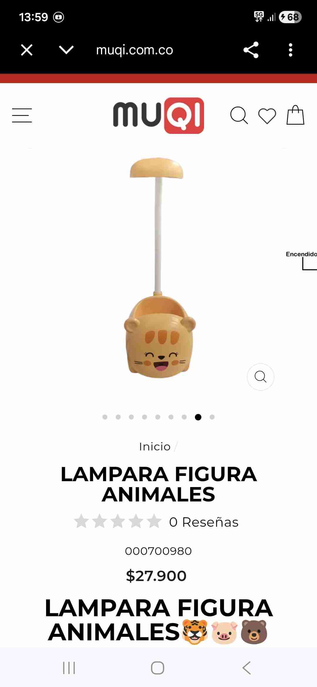 Lámpara infantil figura animal