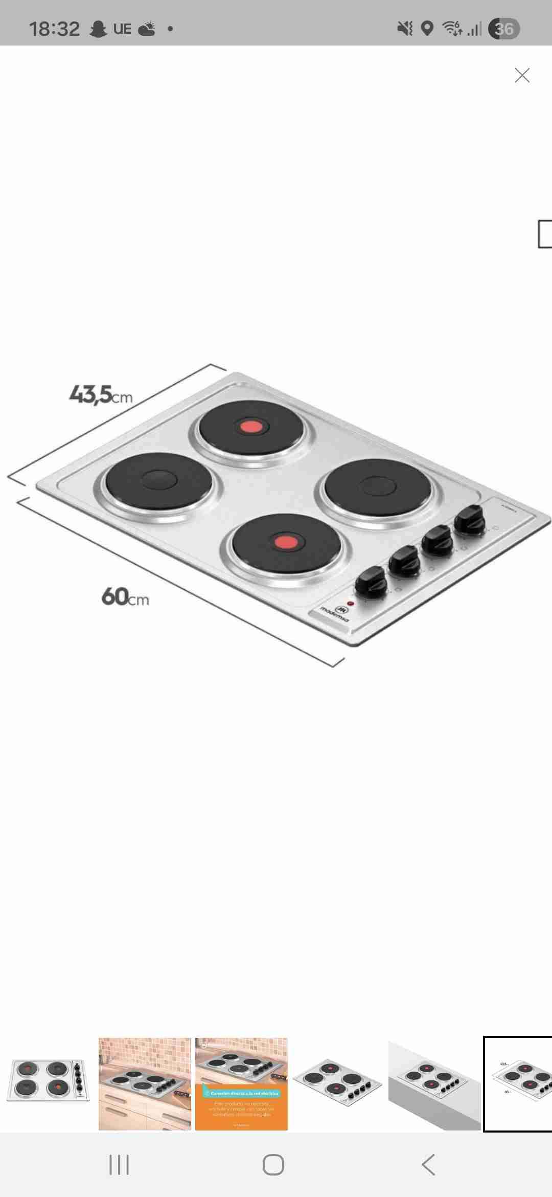 Encimera eléctrica 4 quemadores