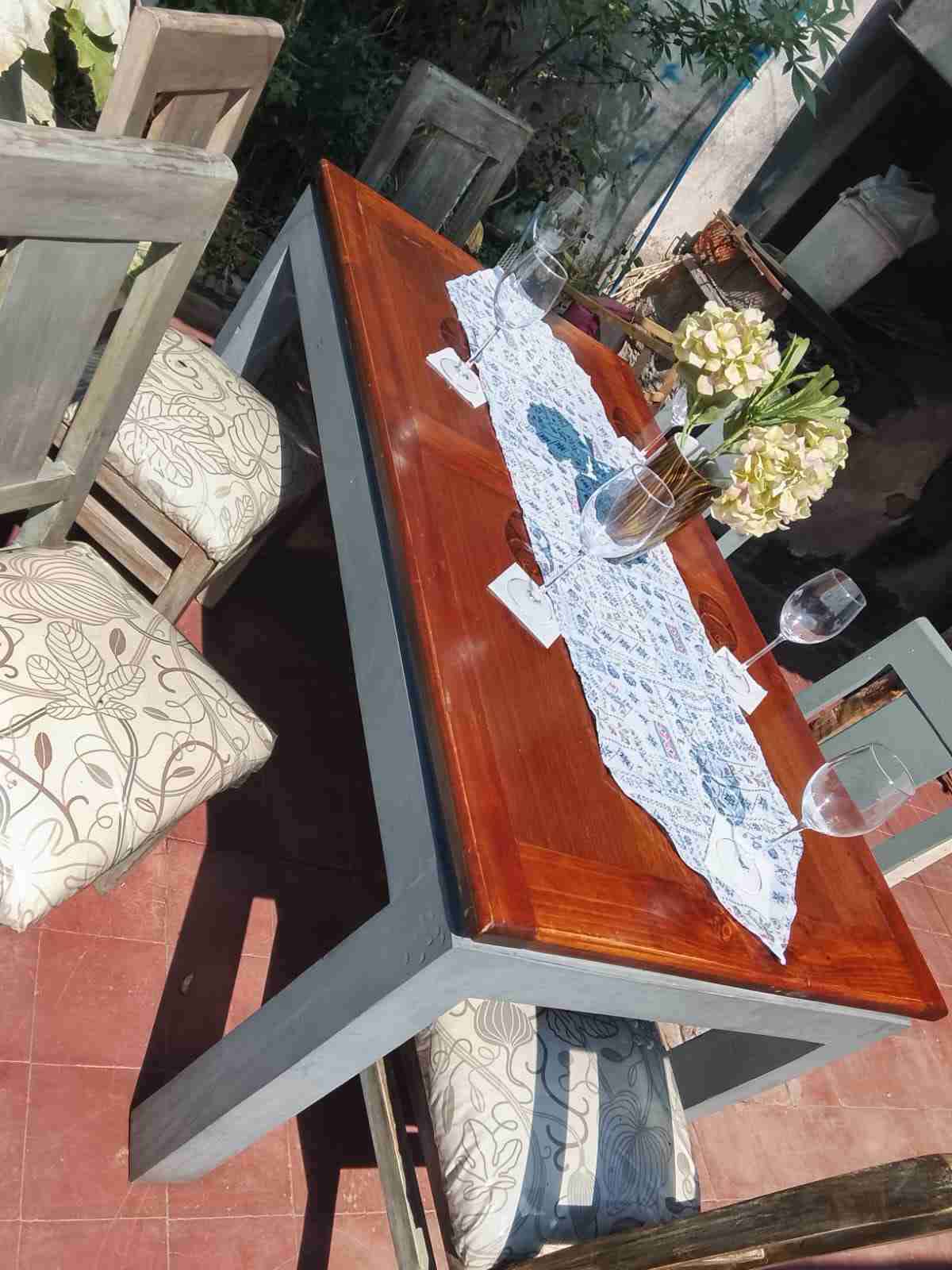 Juego de comedor de madera para exterior - miniatura 2