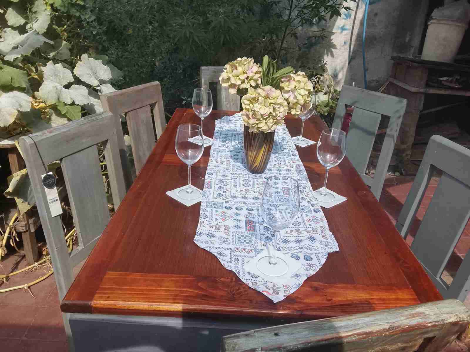 Juego de comedor de madera para exterior - miniatura 4