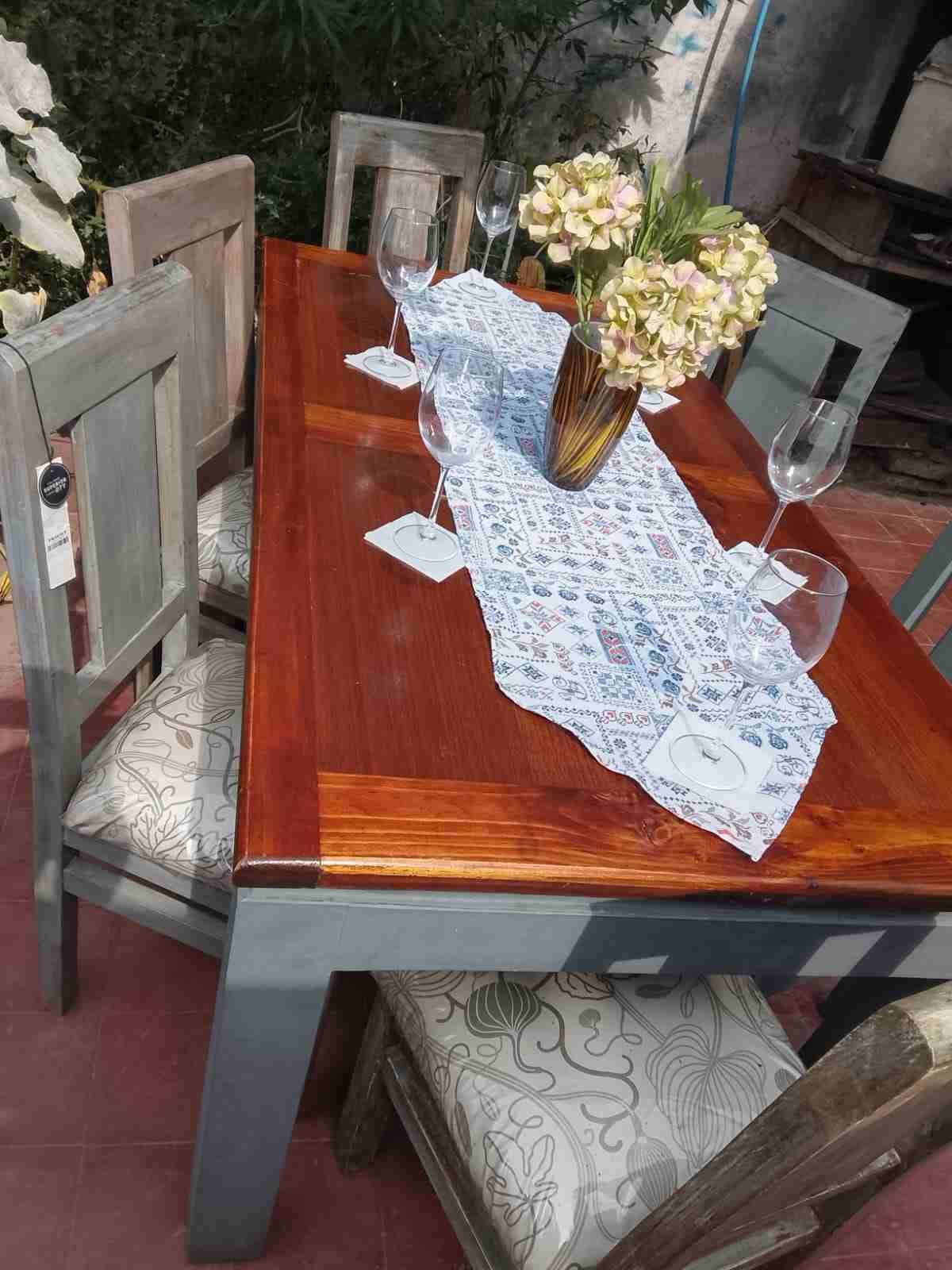 Juego de comedor de madera para exterior - miniatura 6