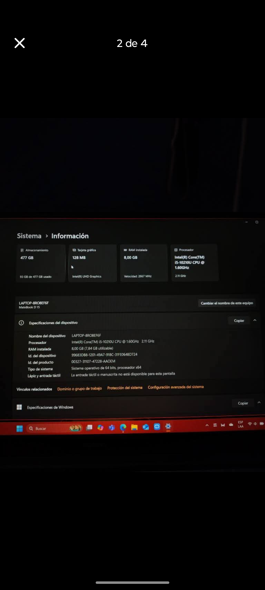 Laptop Huawei MateBook D15 gris - miniatura 2
