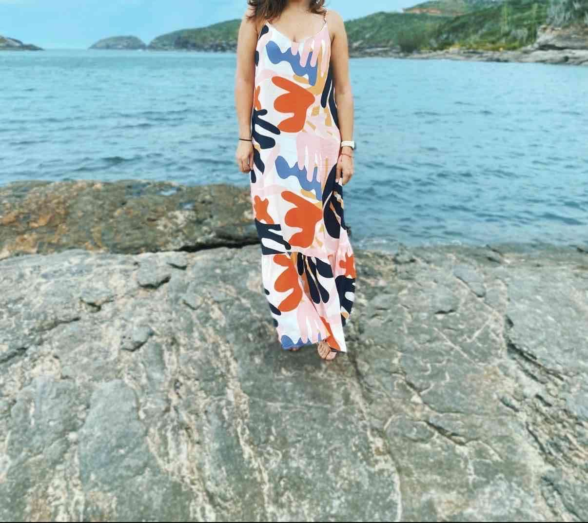 Vestido largo estampado colorido Alaniz