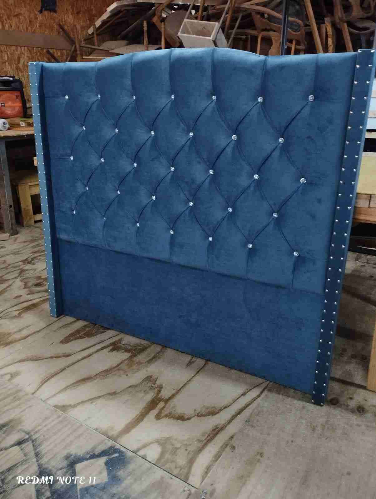 Cabecera de cama capitoné negra - 2