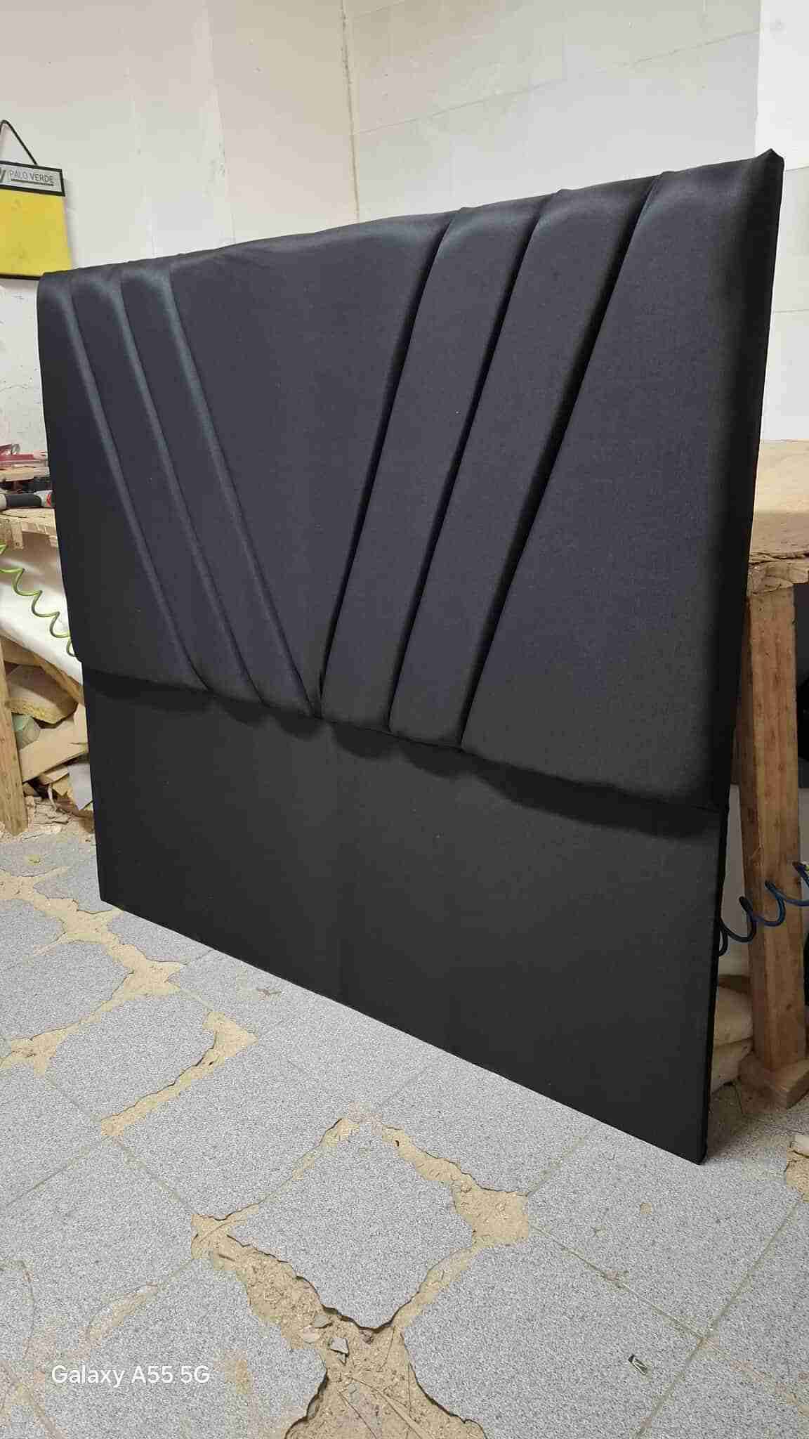 Cabecera de cama capitoné negra - 3
