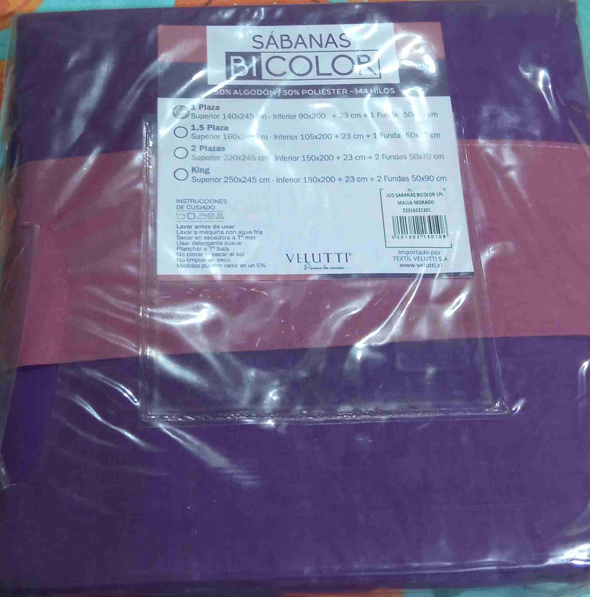 Juego sábanas bicolor 1 plazas