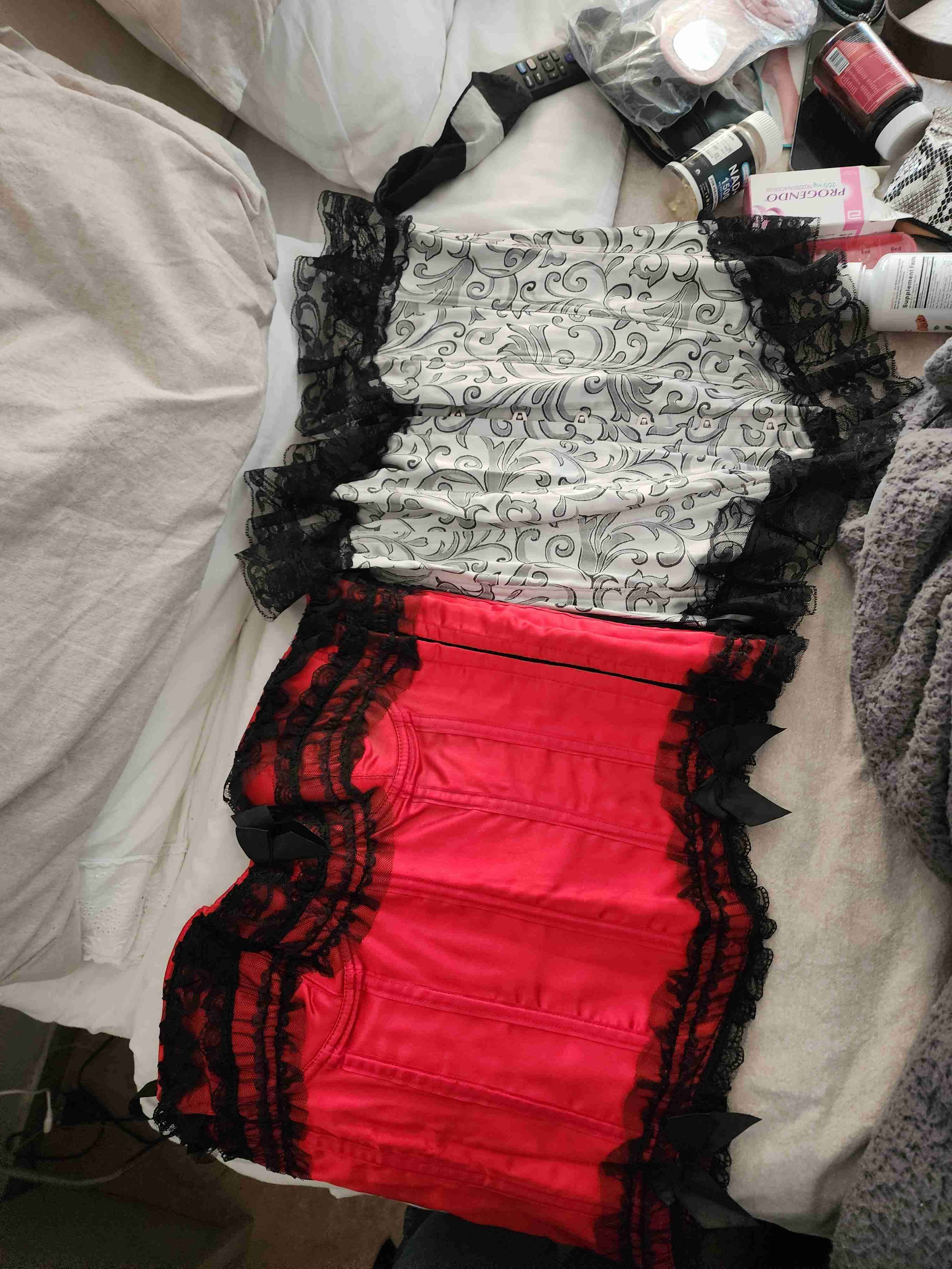 Corset rojo y negro estampado