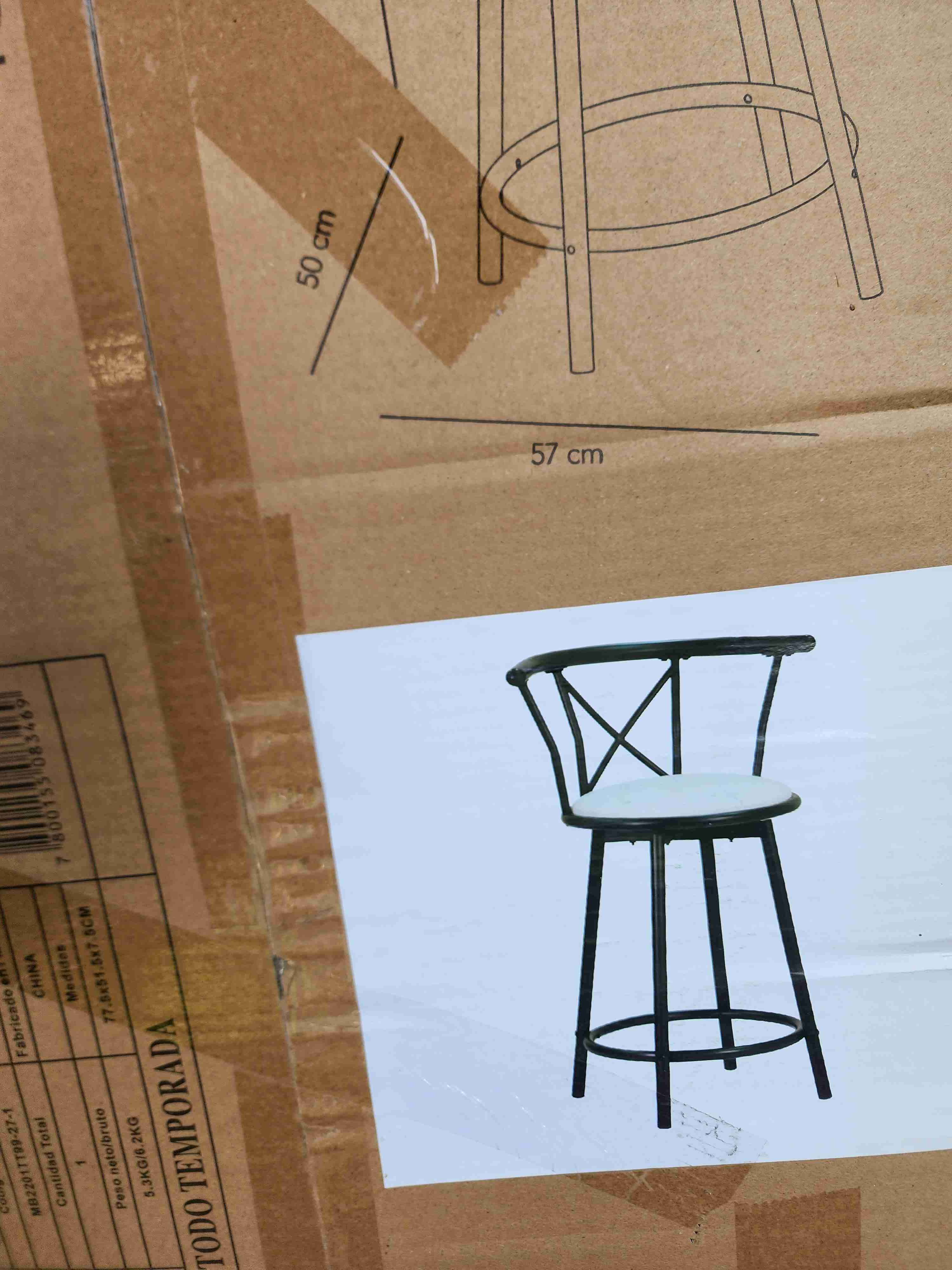 Taburete alto negro con asiento blanco