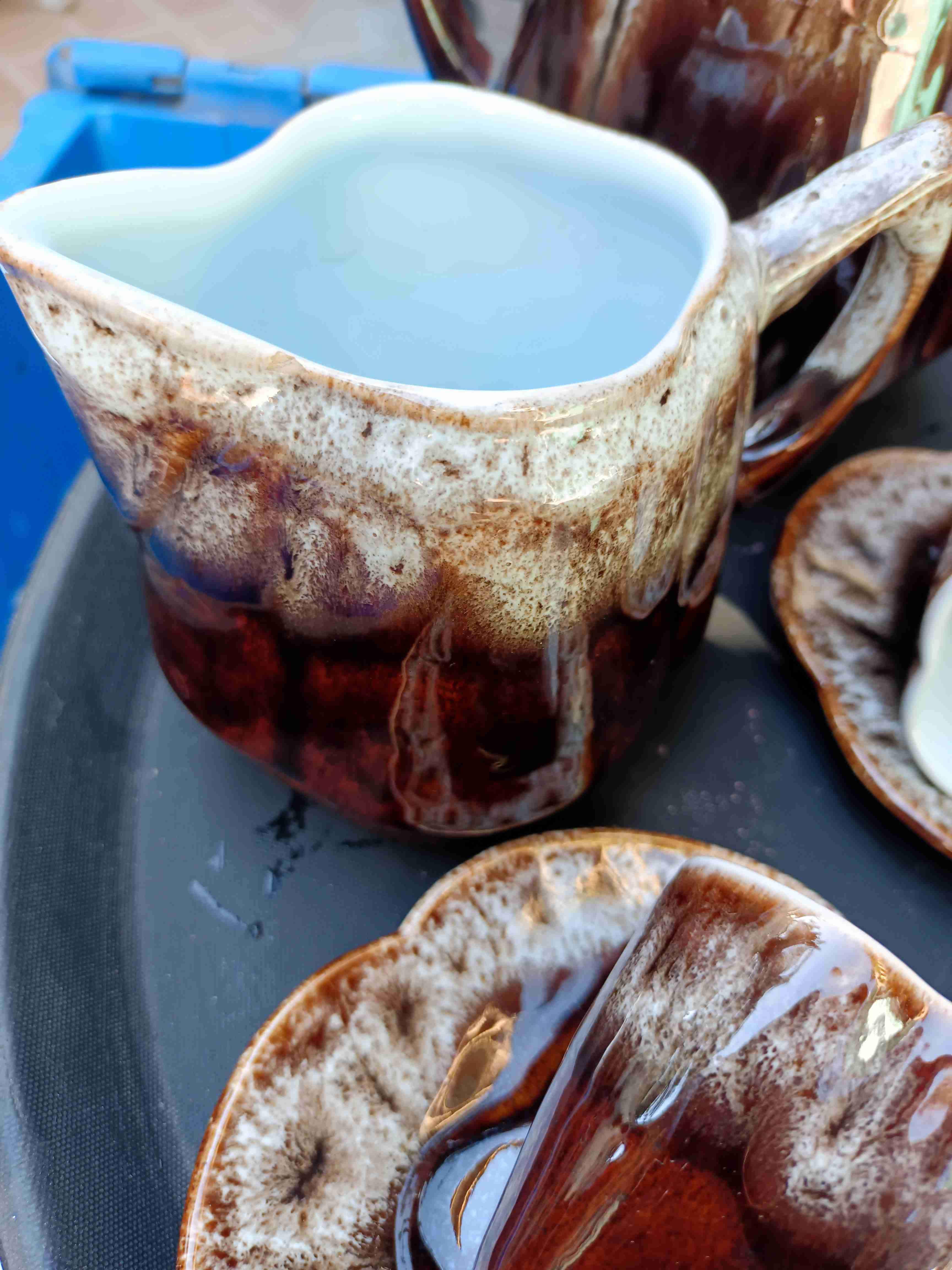 Juego de café de cerámica chorreada marrón - 2