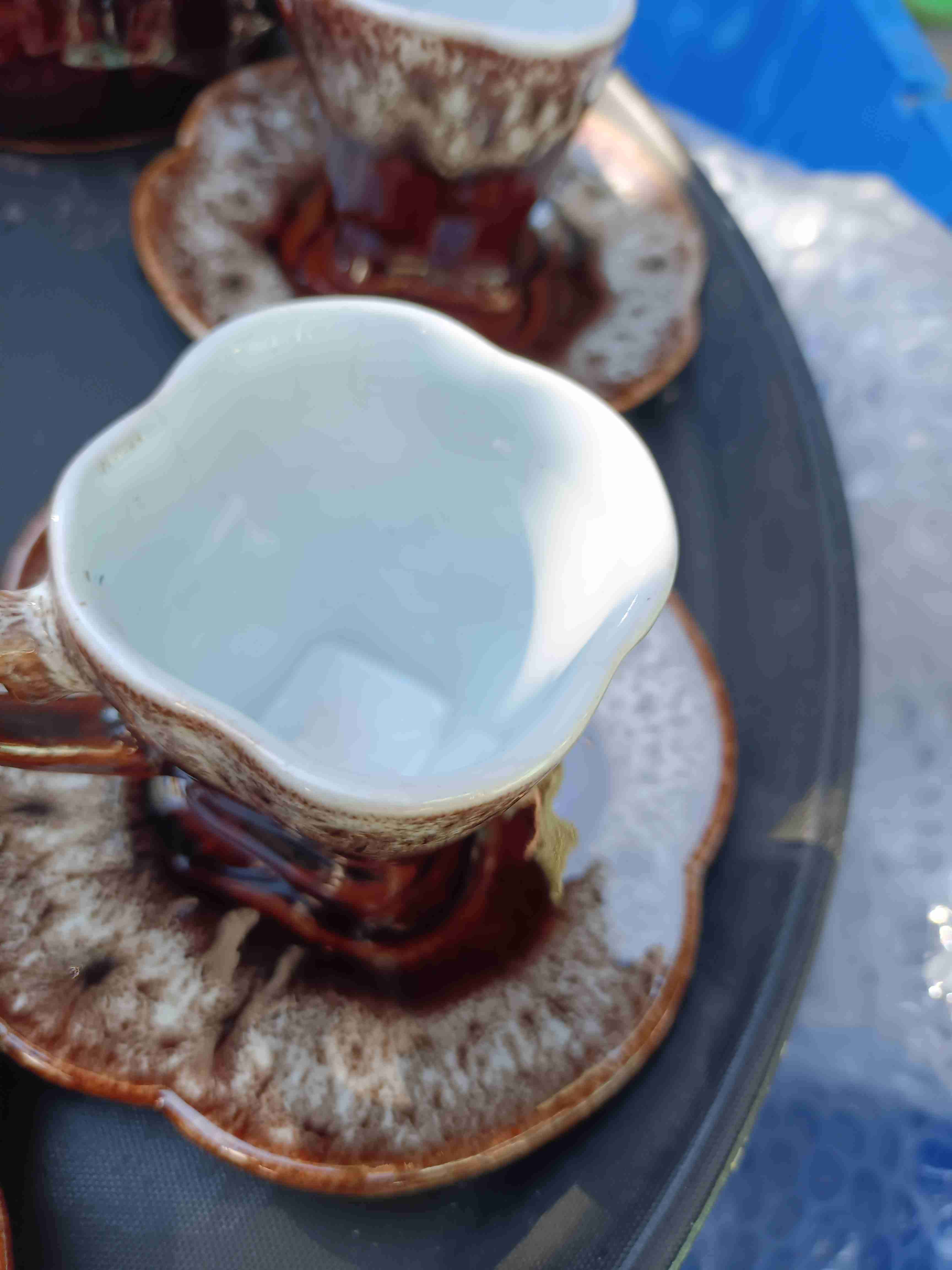 Juego de café de cerámica chorreada marrón - 6