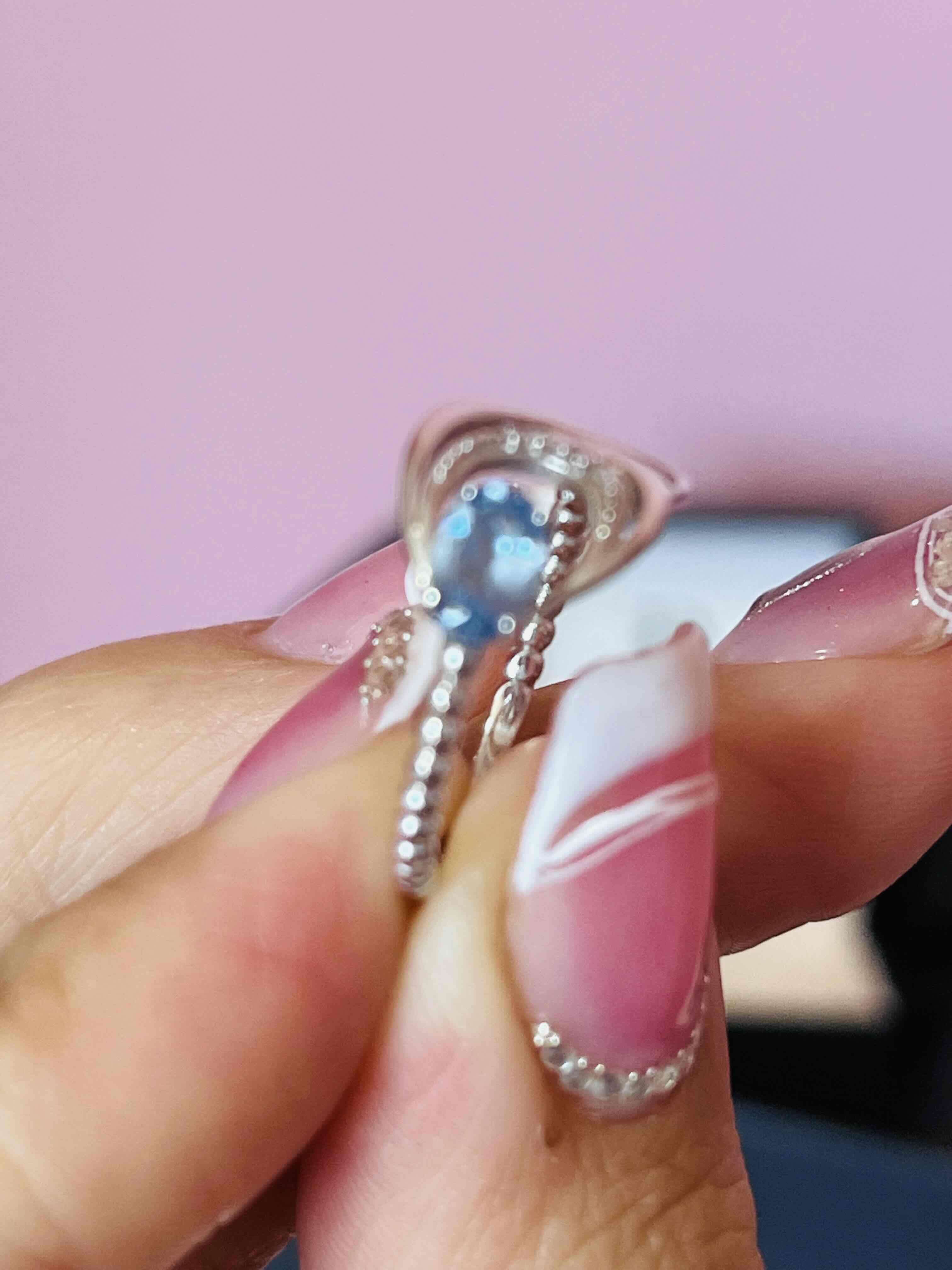 Anillo oro blanco 18k con diamantes y aguamarina - miniatura 3