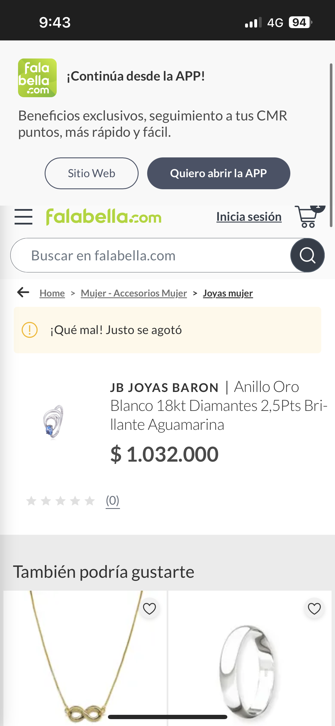 Anillo oro blanco 18k con diamantes y aguamarina - miniatura 6