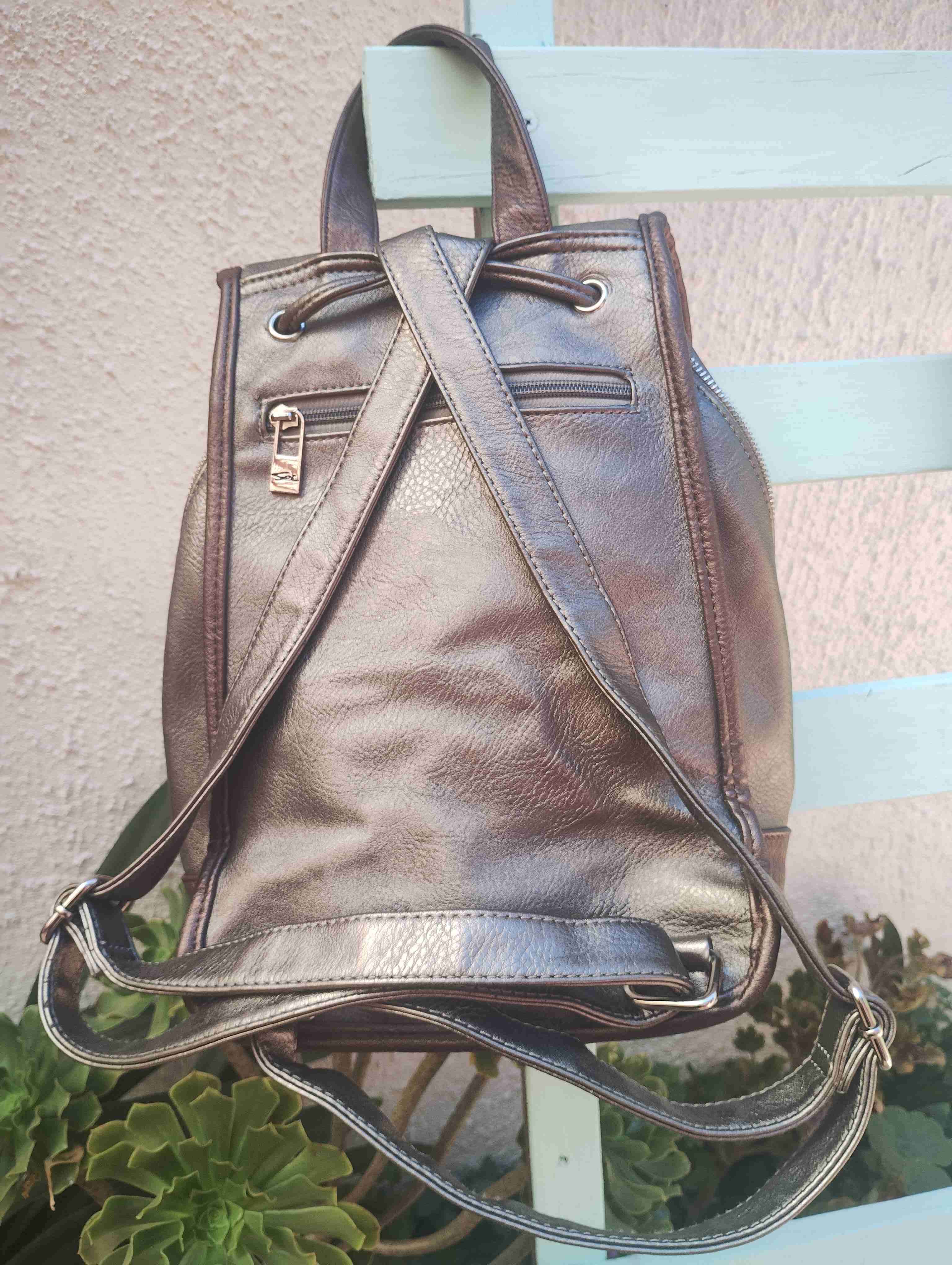 Mochila de cuero marrón - miniatura 2