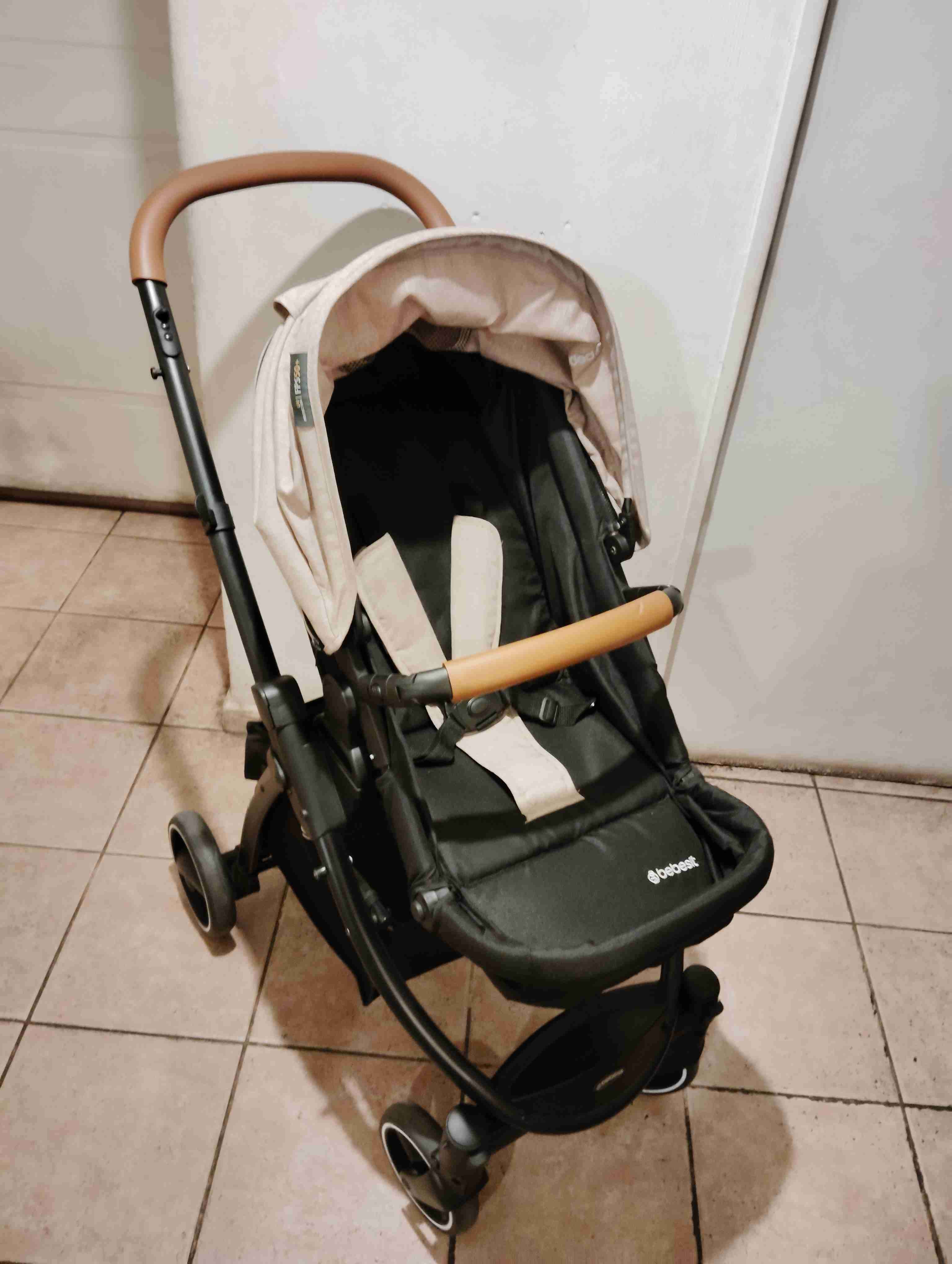Coche para bebé plegable beige - miniatura 3
