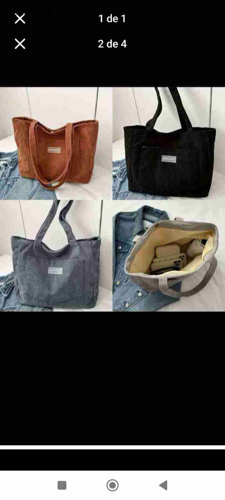 Bolsos de pana en varios colores