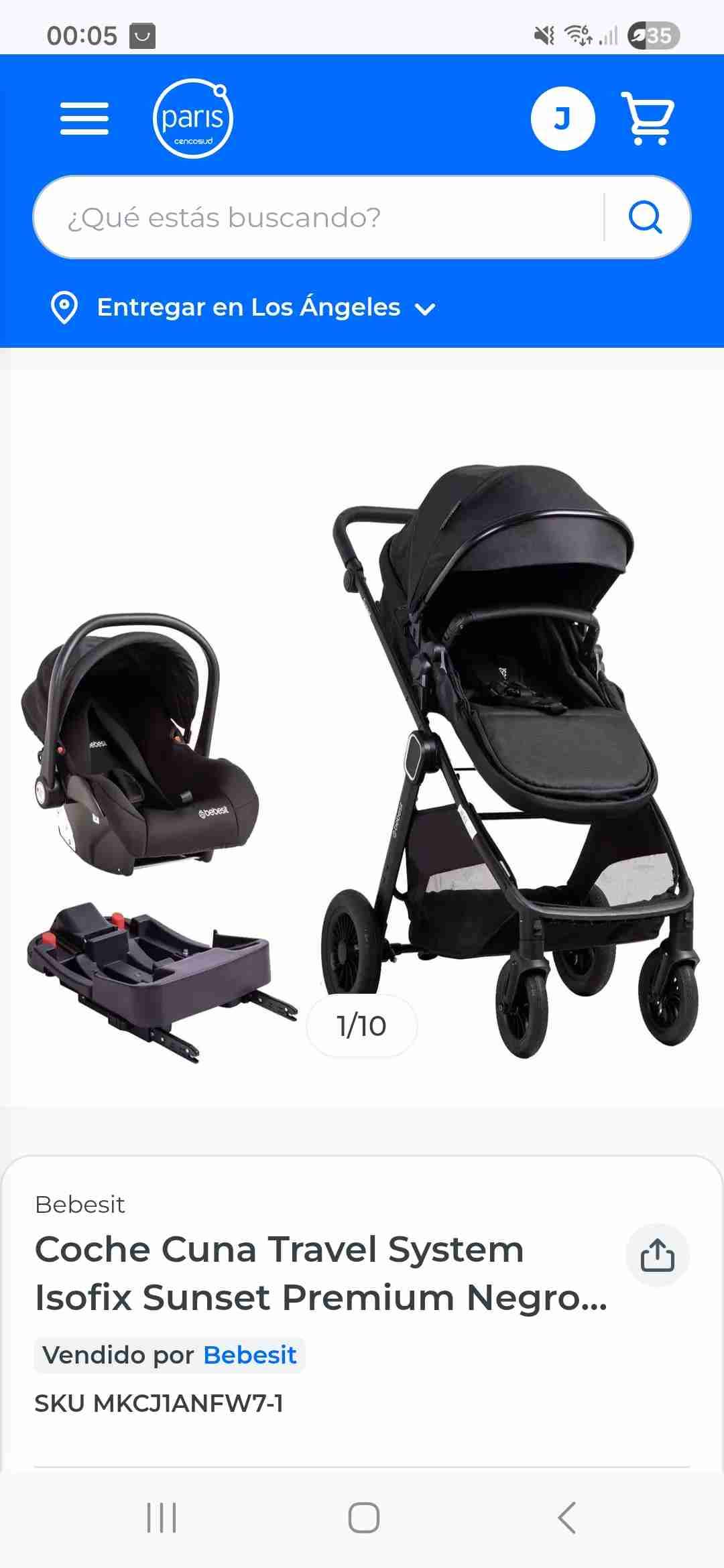 Coche Cuna Travel System negro