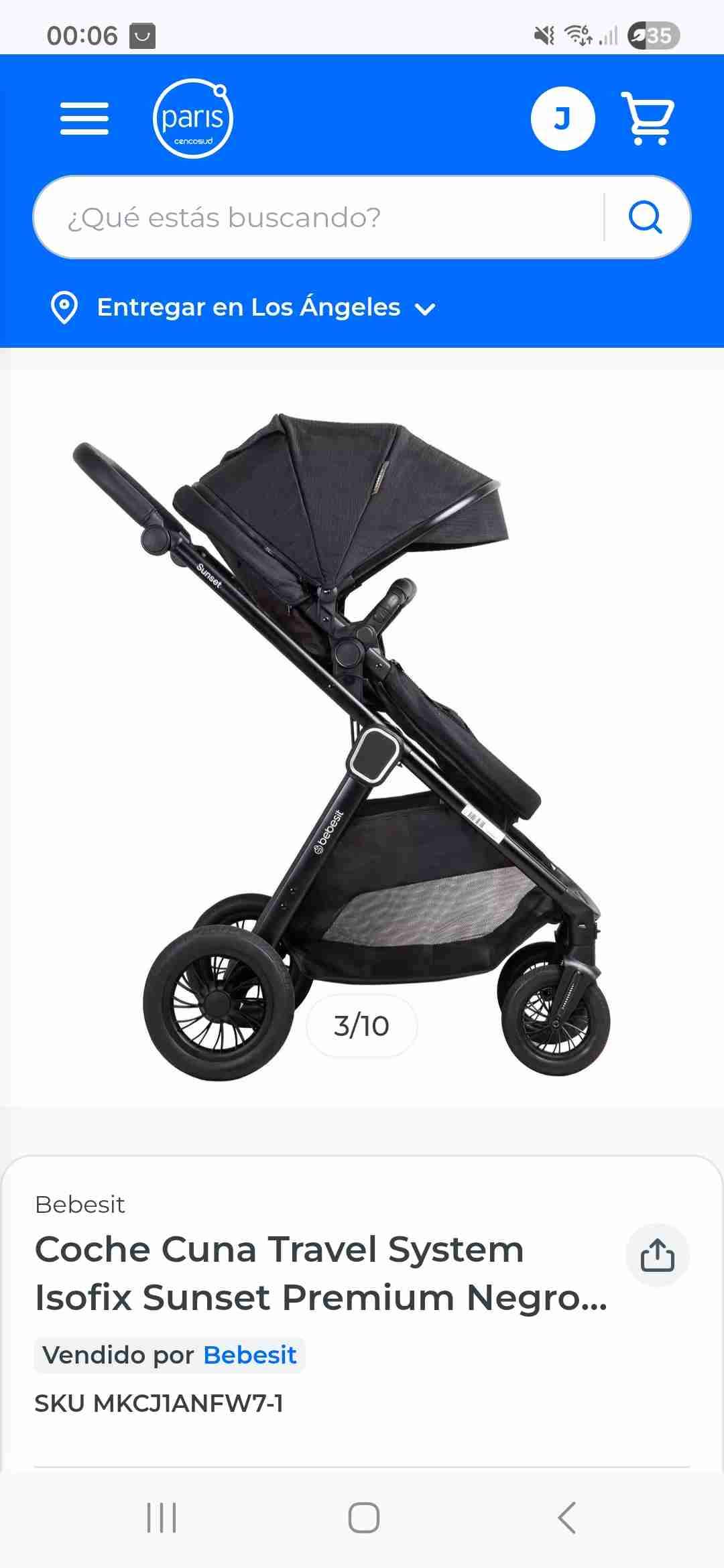 Coche Cuna Travel System negro - miniatura 2