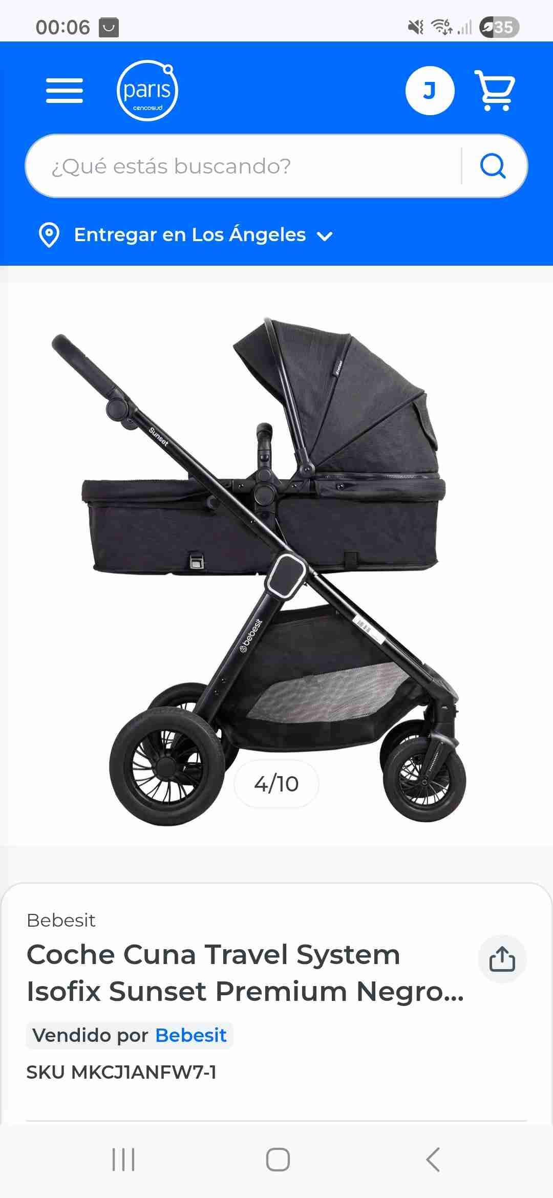 Coche Cuna Travel System negro - miniatura 3