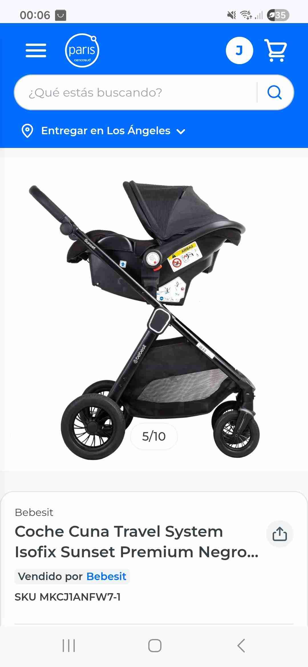 Coche Cuna Travel System negro - miniatura 4