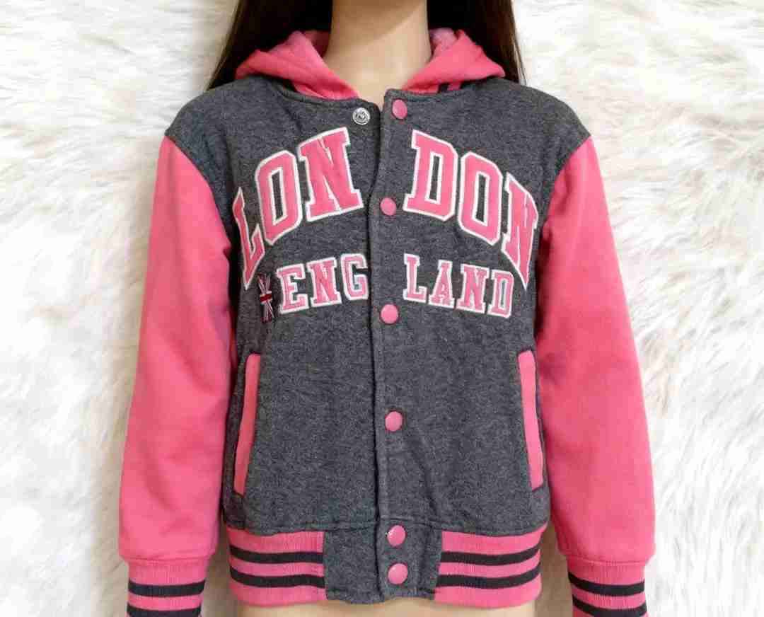 Polerón infantil gris y rosa