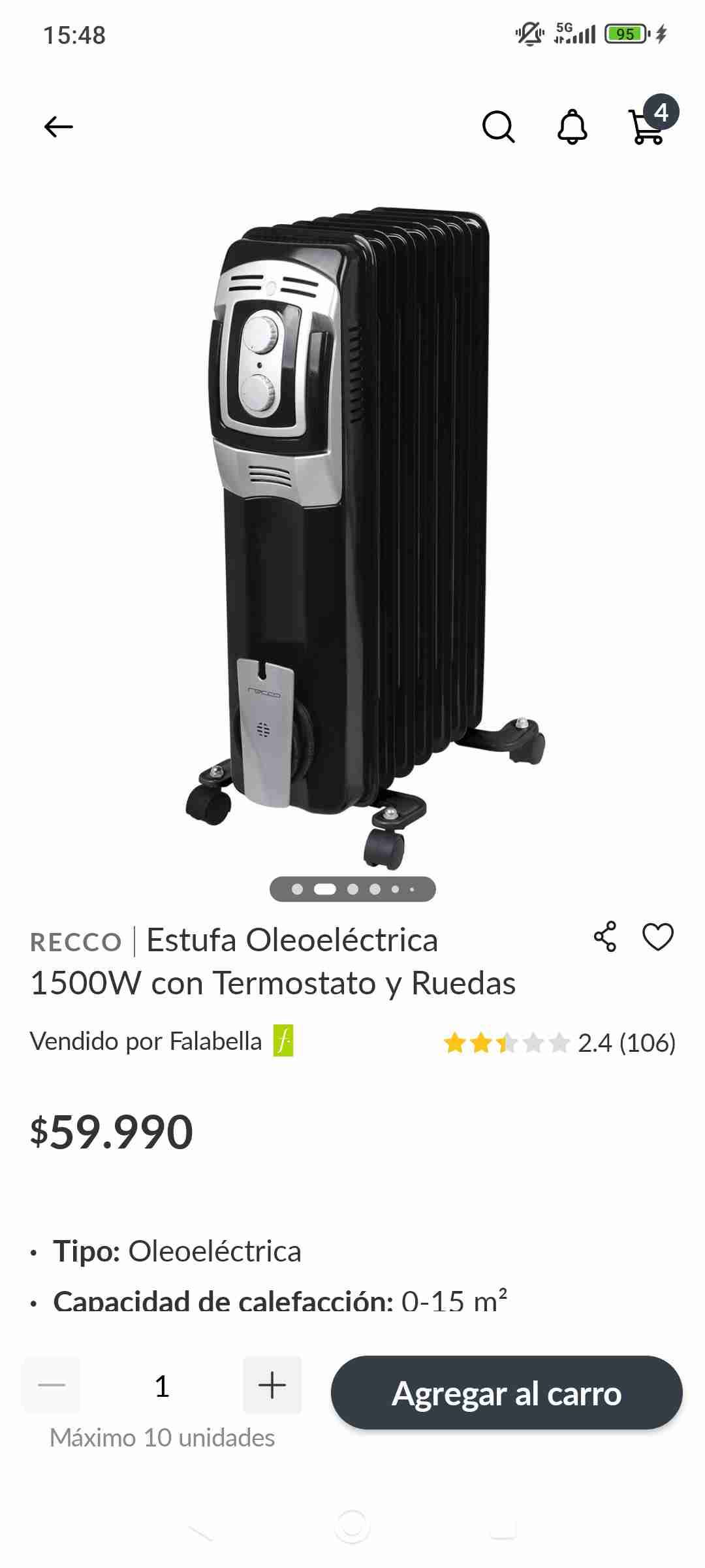 Estufa oleoeléctrica 1500W