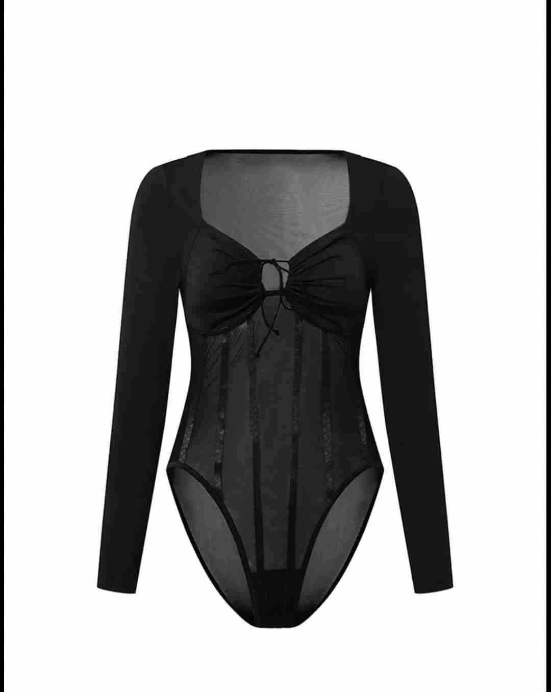 Body negro manga larga elegante - miniatura 2