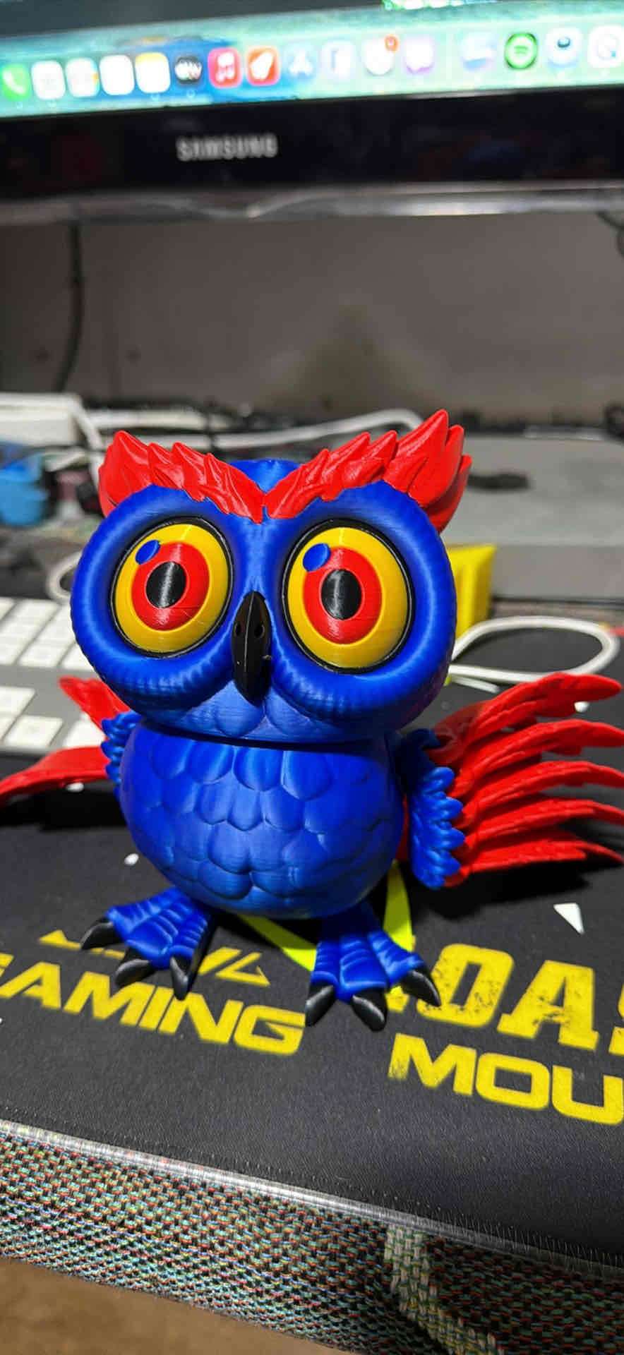 Figura de búho azul/rojo y blanco/cafe - miniatura 2