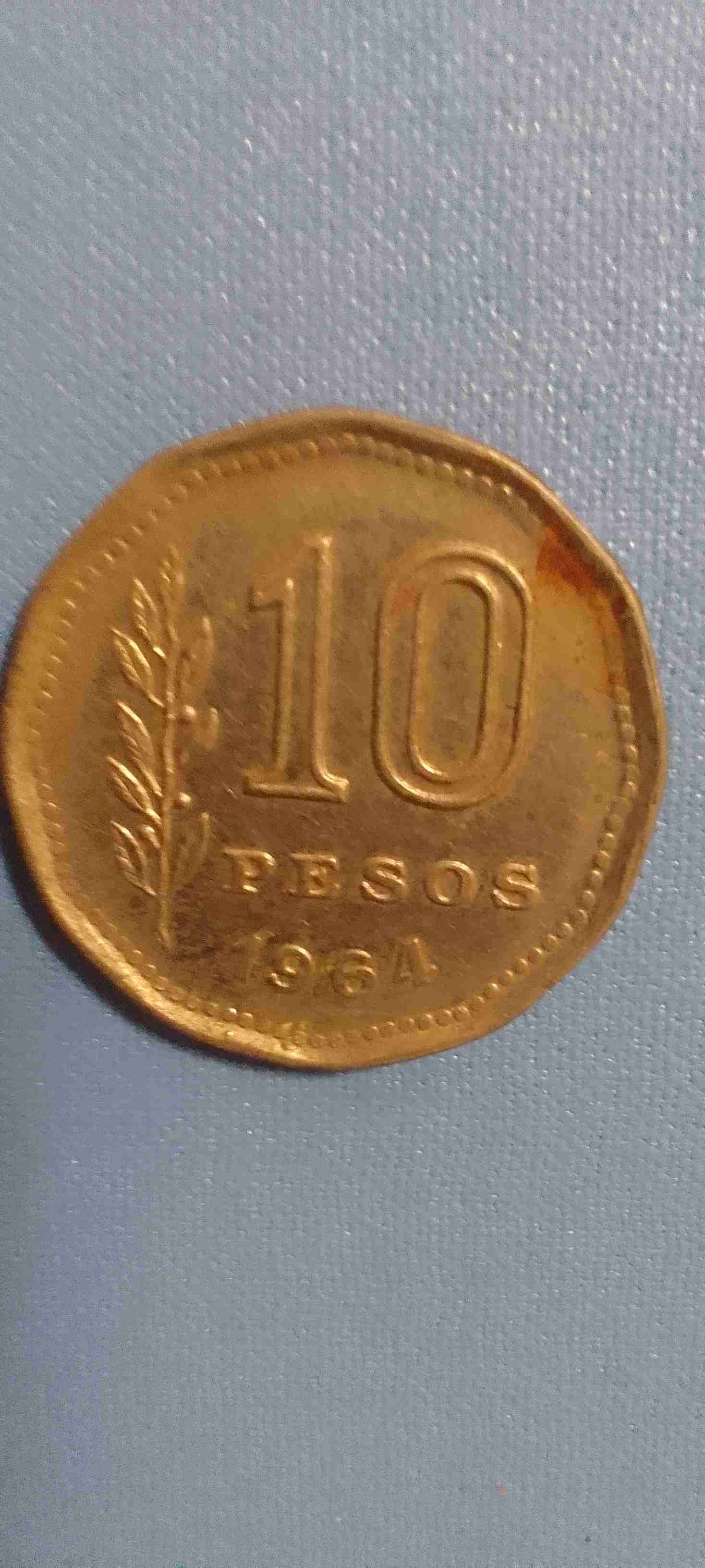 Moneda antigua República Argentina 10 pesos 1964 - miniatura 2
