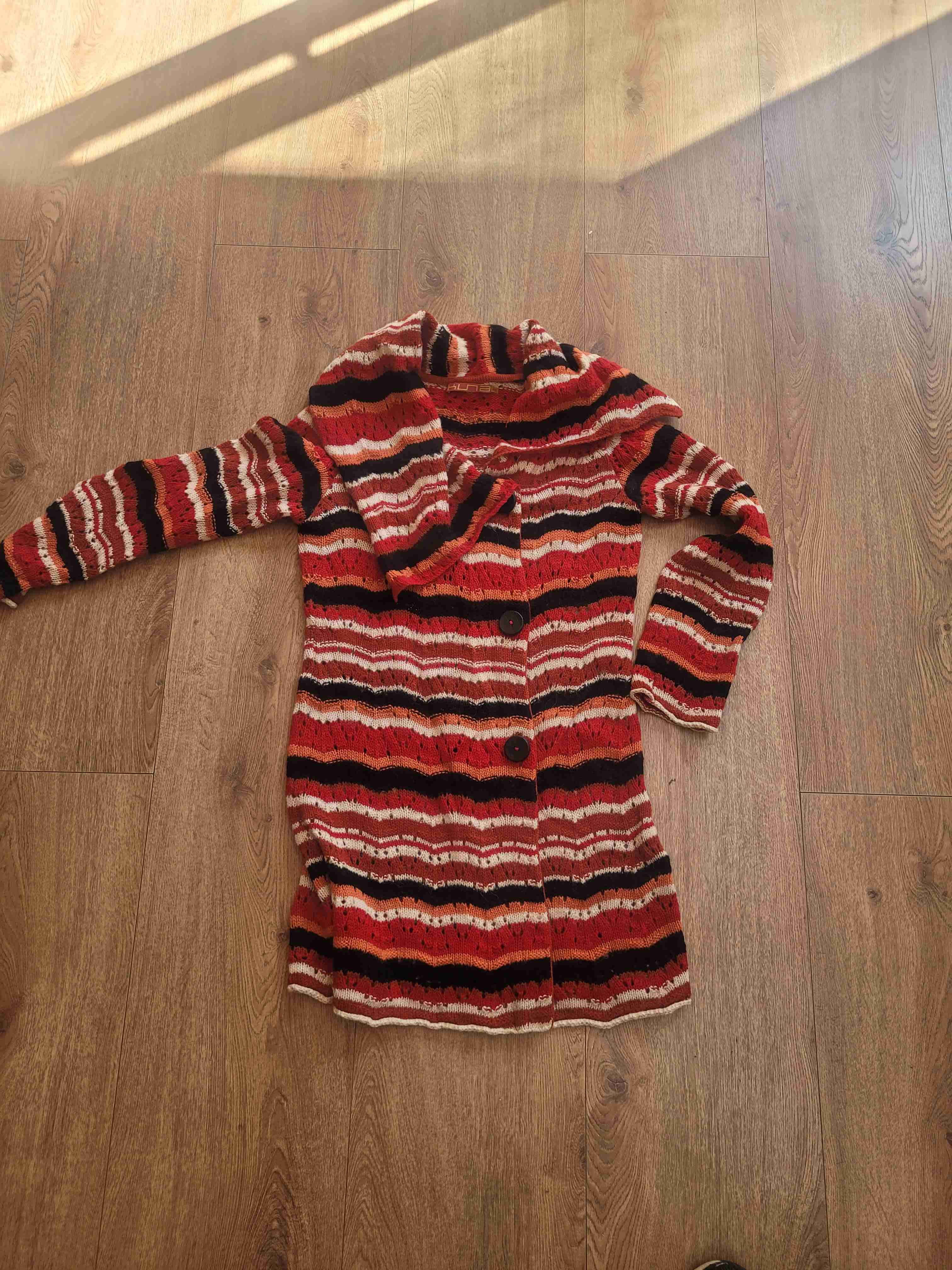 Cardigan de lana a rayas 100% lana peruana