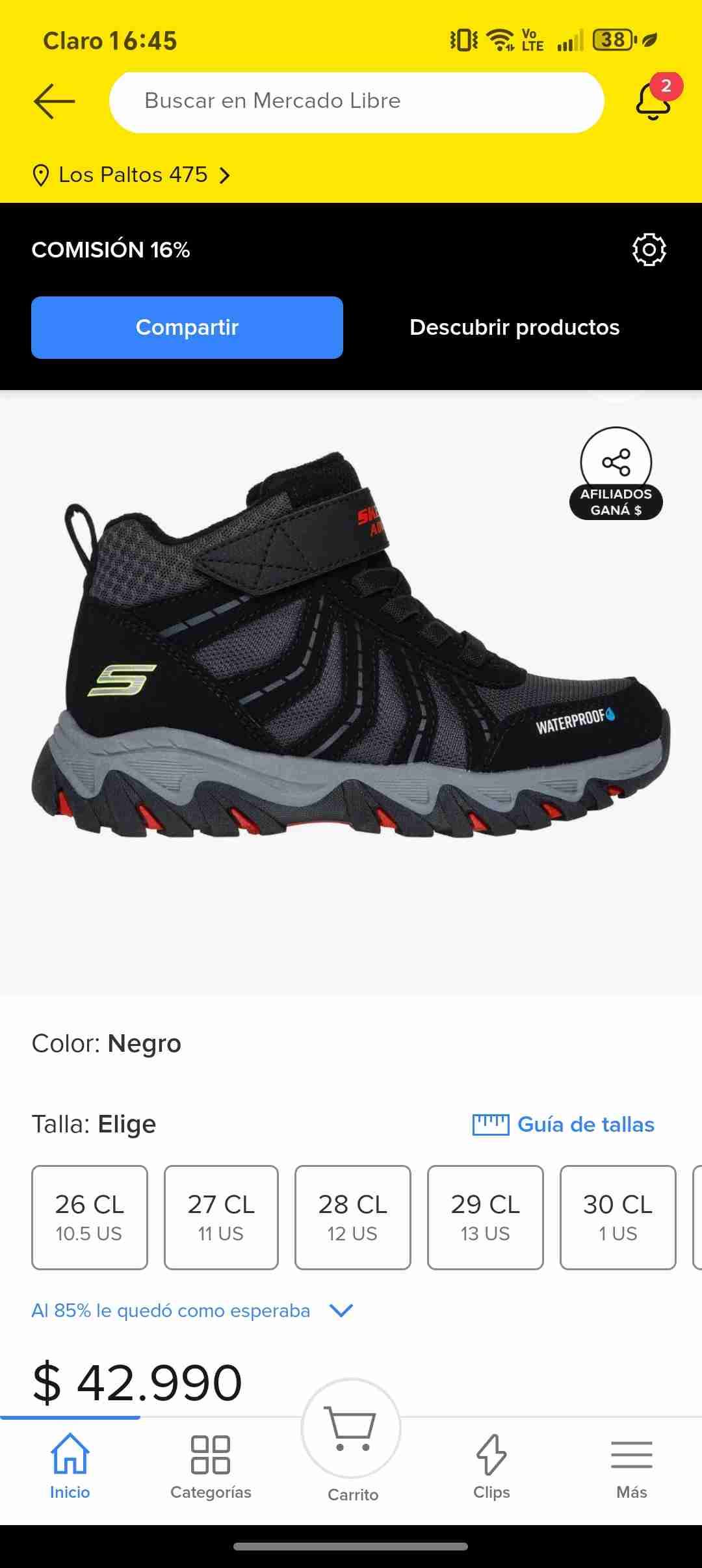 Zapatillas deportivas impermeables negras - miniatura 2