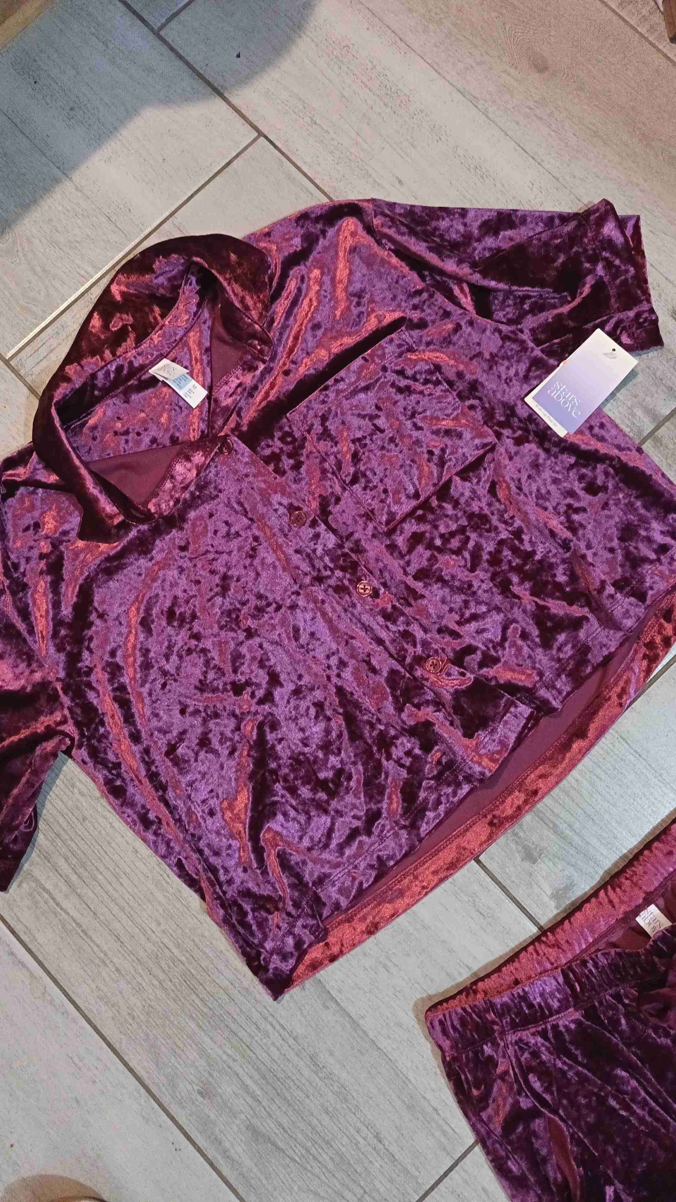 Pijama terciopelo burdeos