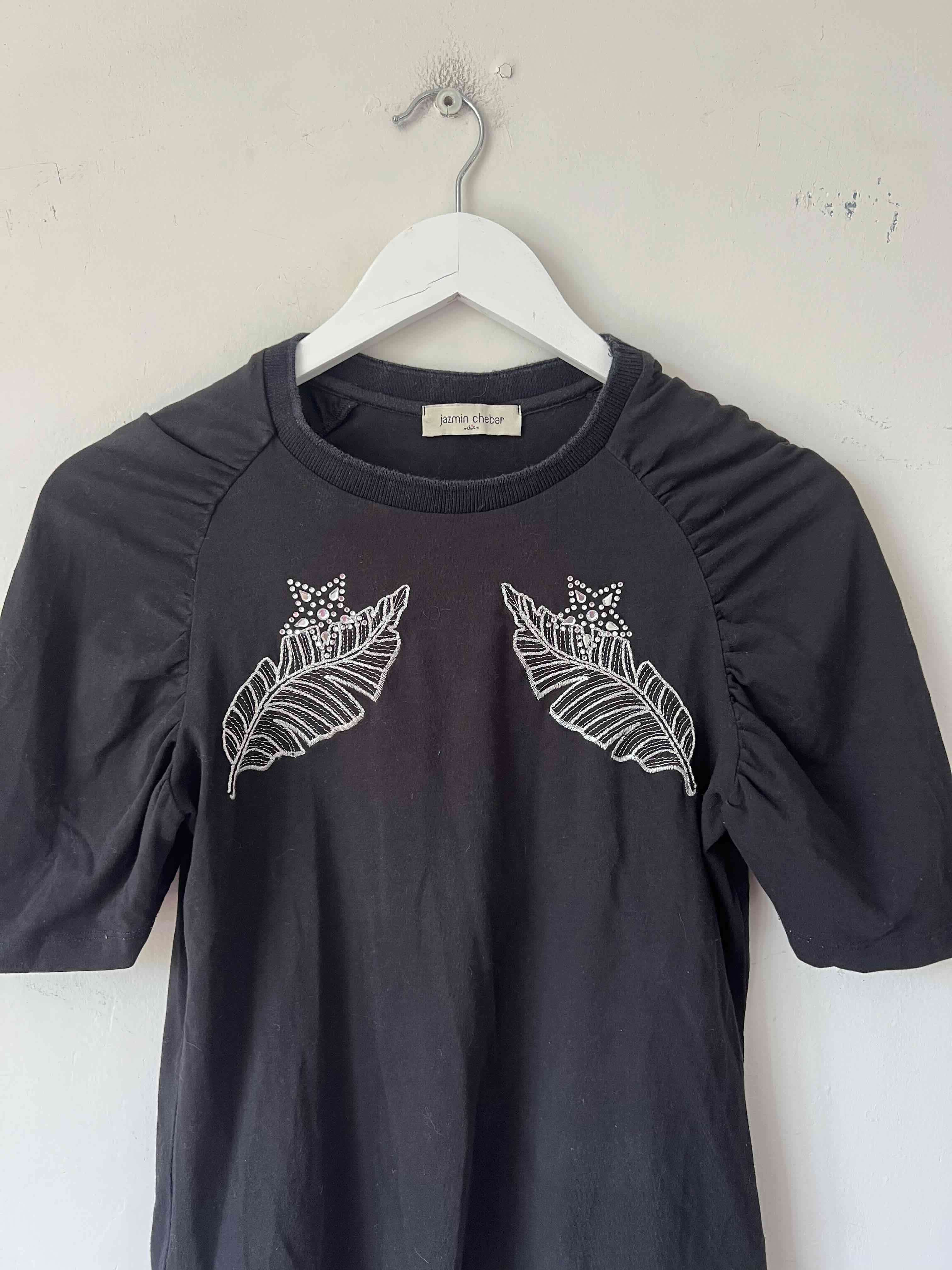 Polera negra bordada Jazmin Chebar - miniatura 2