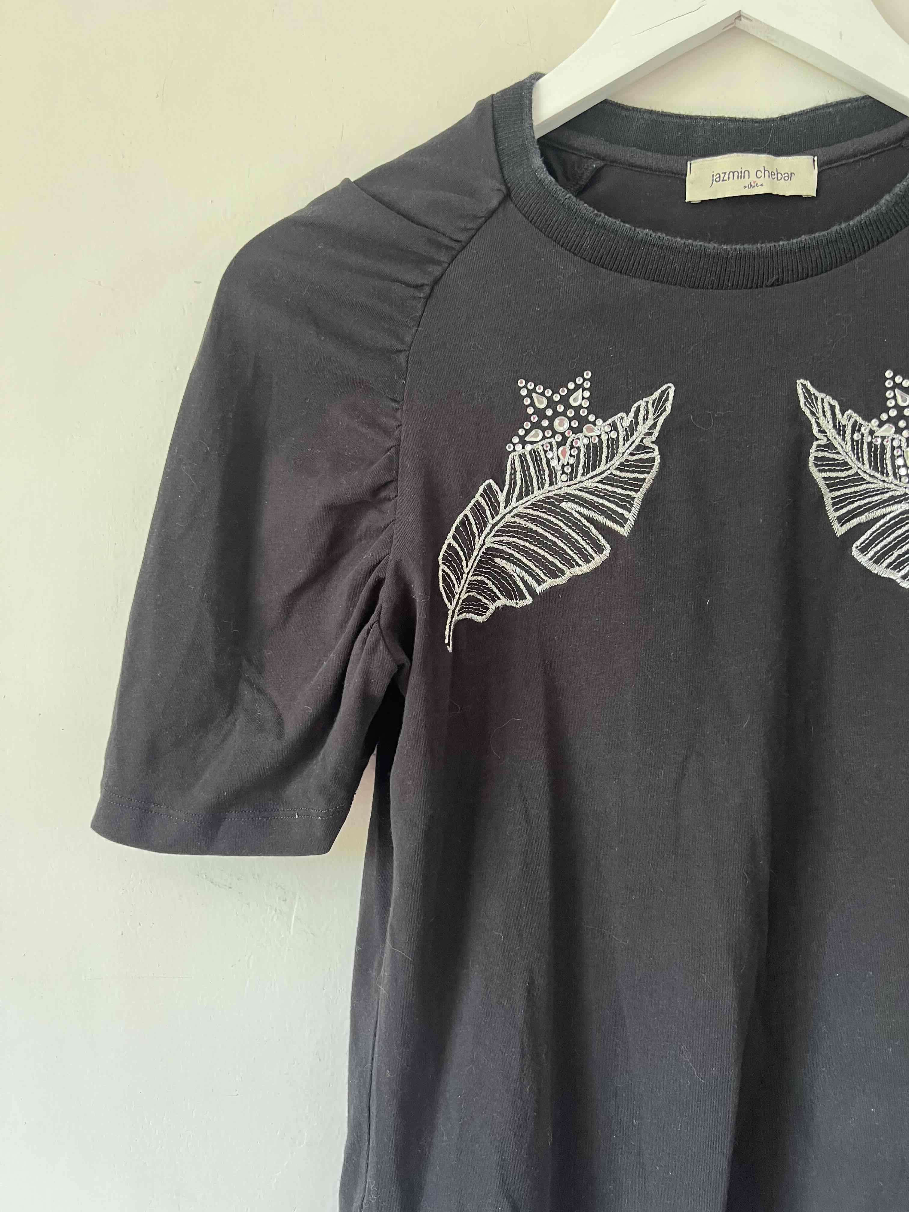 Polera negra bordada Jazmin Chebar - miniatura 3