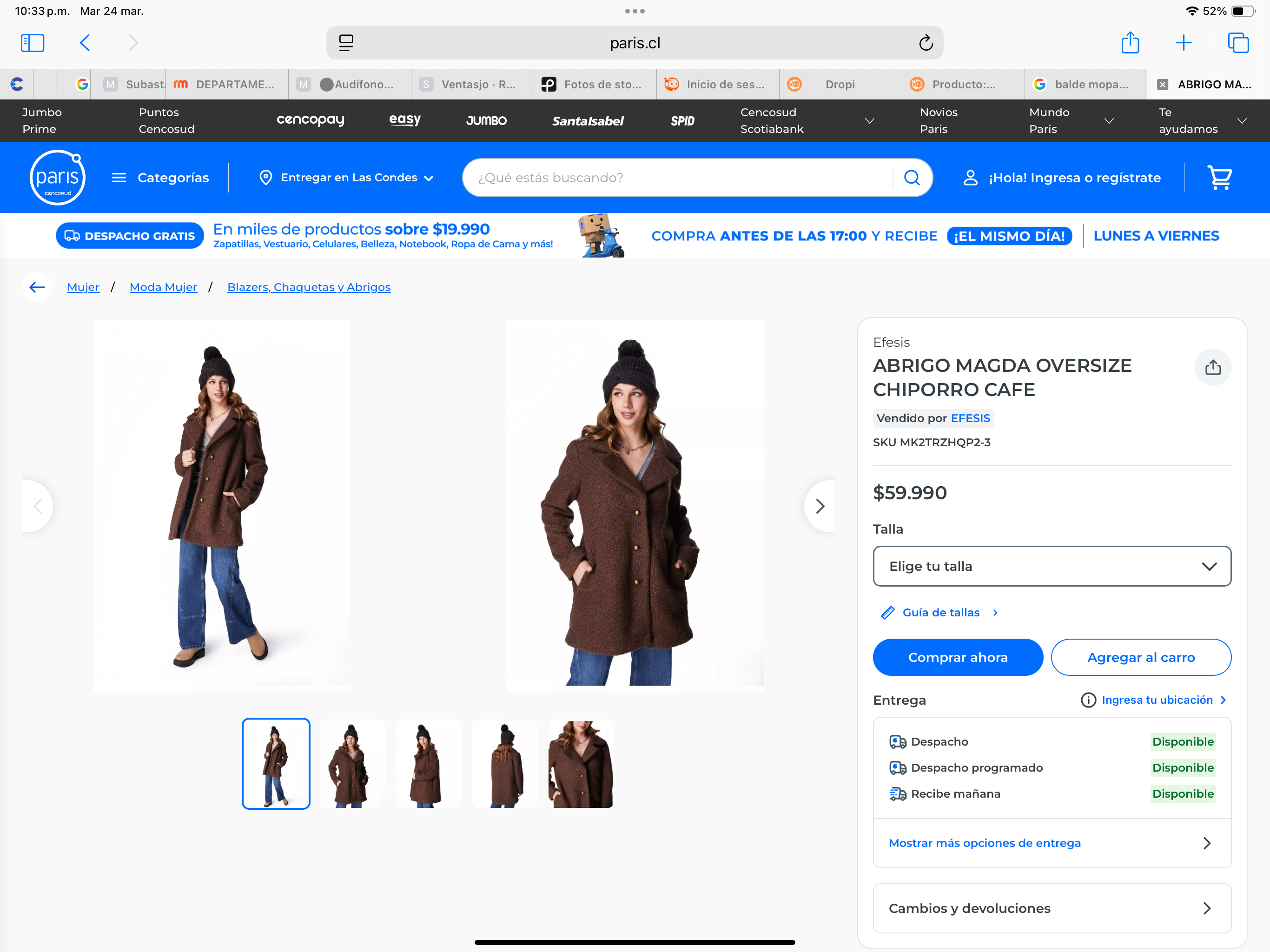 Abrigo marrón abotonado - miniatura 3