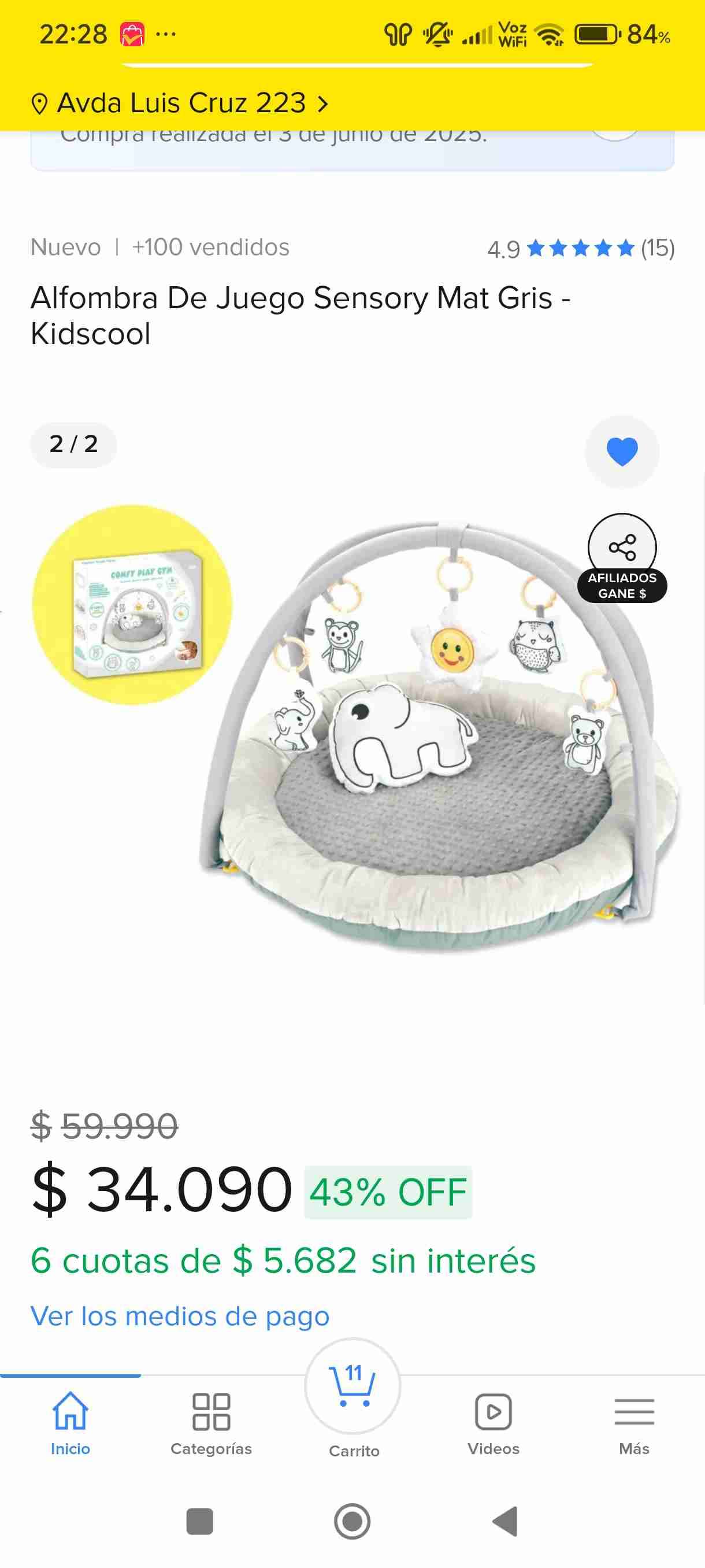 Alfombra de juego sensorial gris