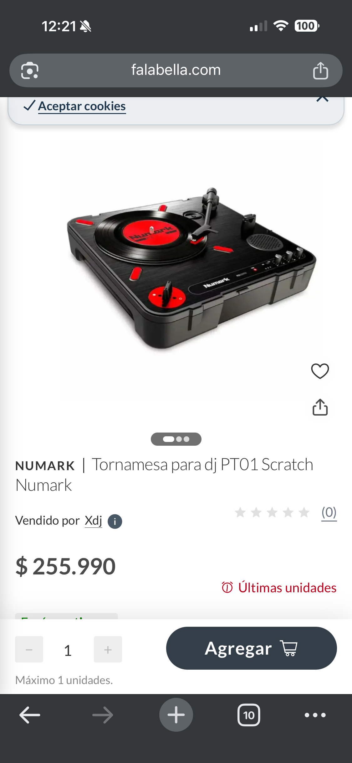 Tornamesa Numark PT01 Scratch