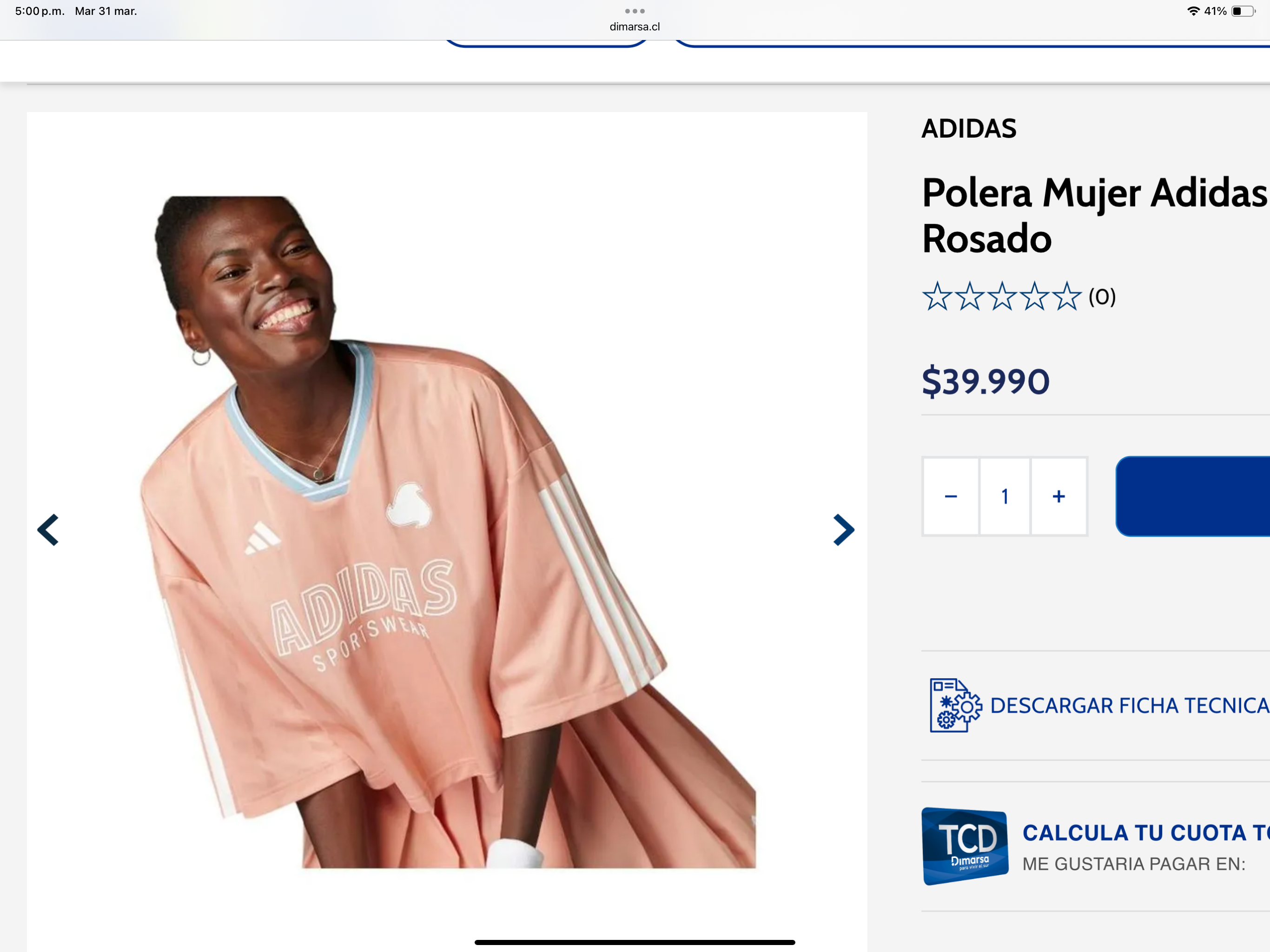 Polera deportiva rosada con estampado - miniatura 2