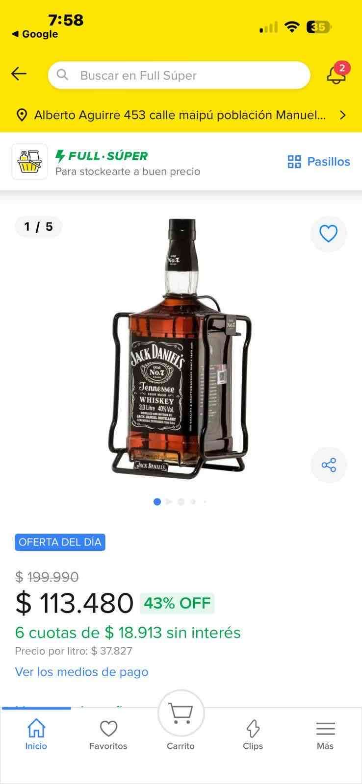 Botella whisky Jack Daniel's 3L