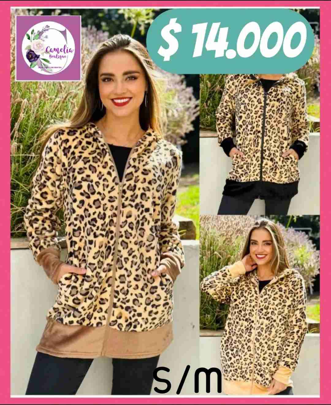 Polerón animal print con cierre